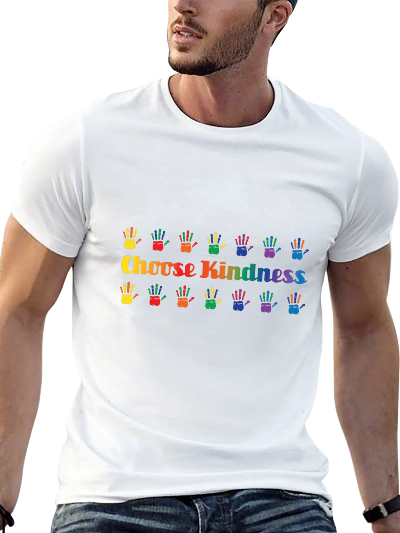 Choose Kindness Rainbow Handprint Graphic Tee