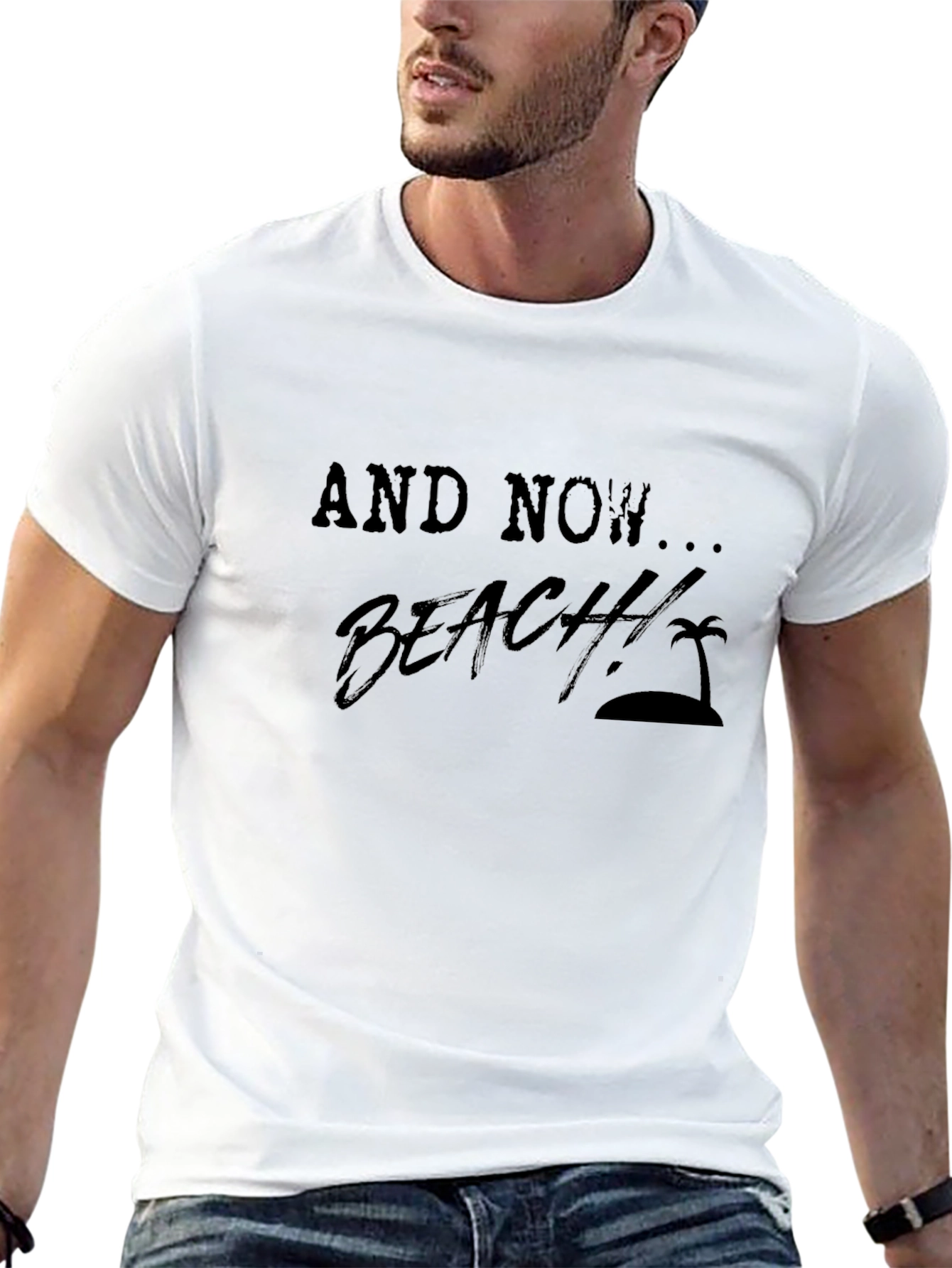 And Now... Beach! Mens Black Graphic T-Shirt