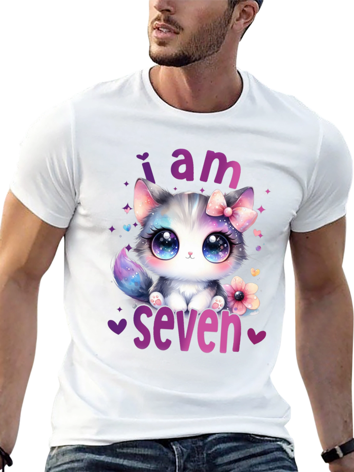 I am Seven Kitten Birthday T-Shirt