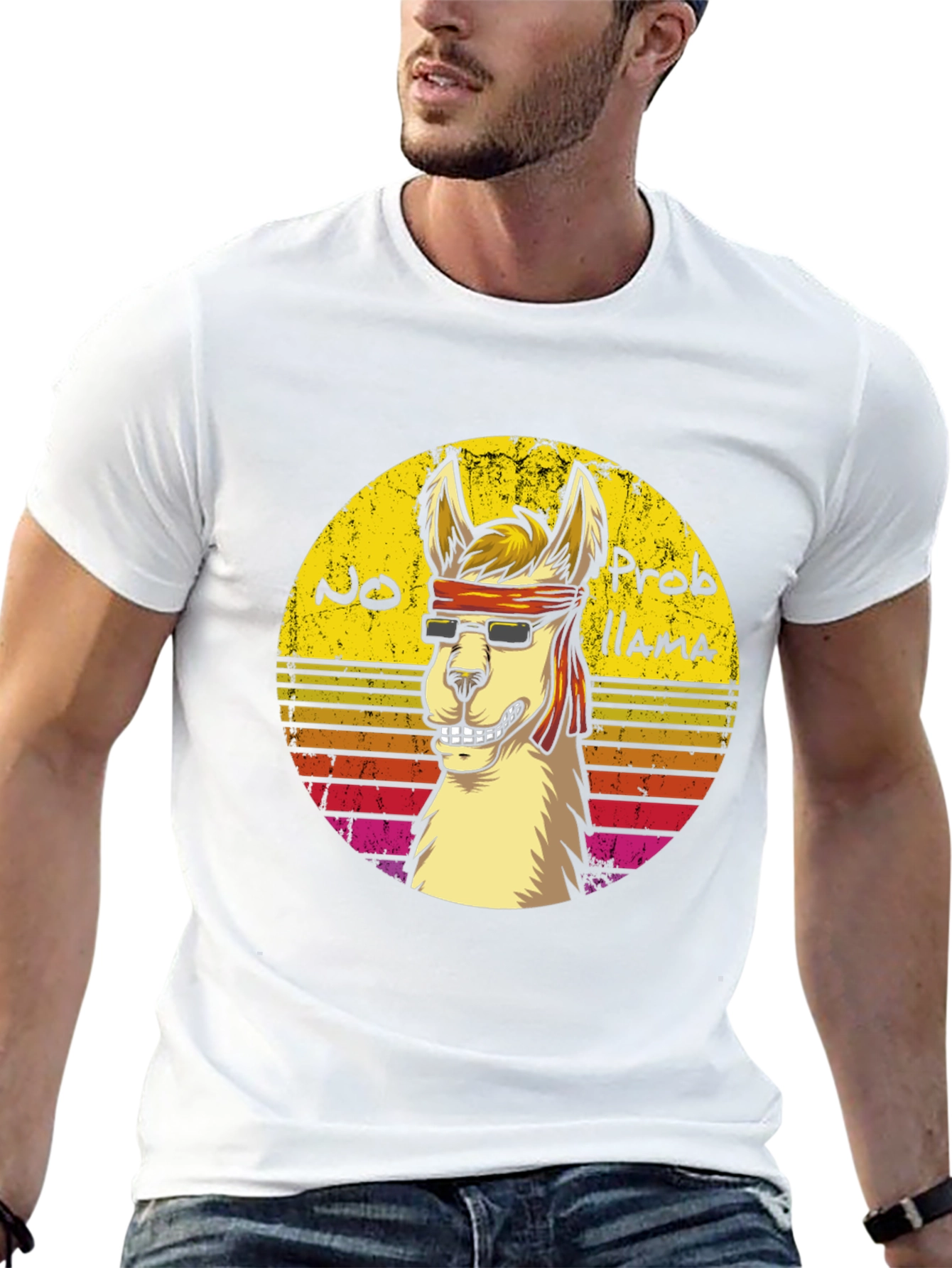 Cool Llama Graphic Tee - No Probllama Funny T-Shirt