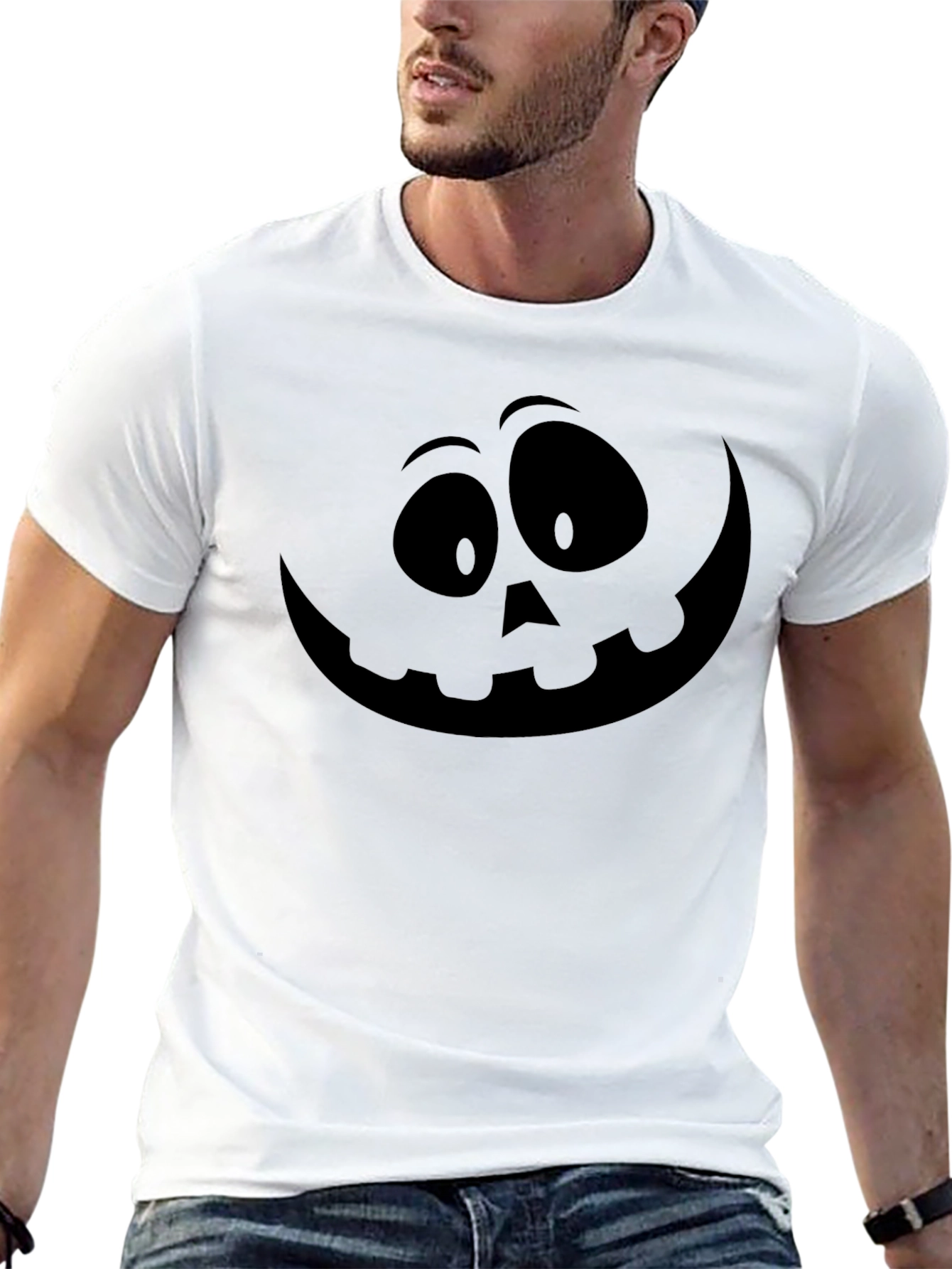 Halloween Pumpkin Face Black T-Shirt