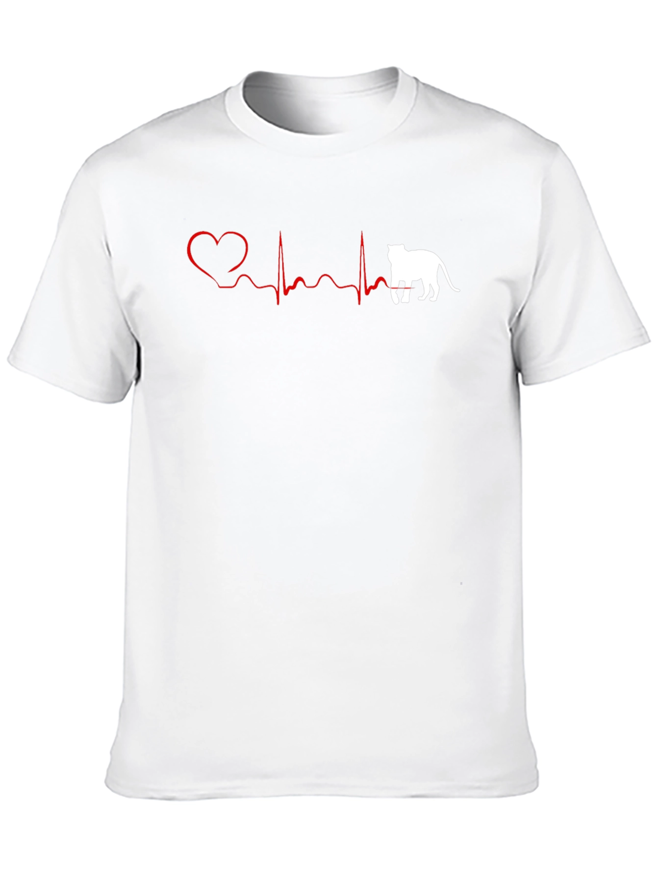 Cat Lovers Heartbeat T-Shirt - Black