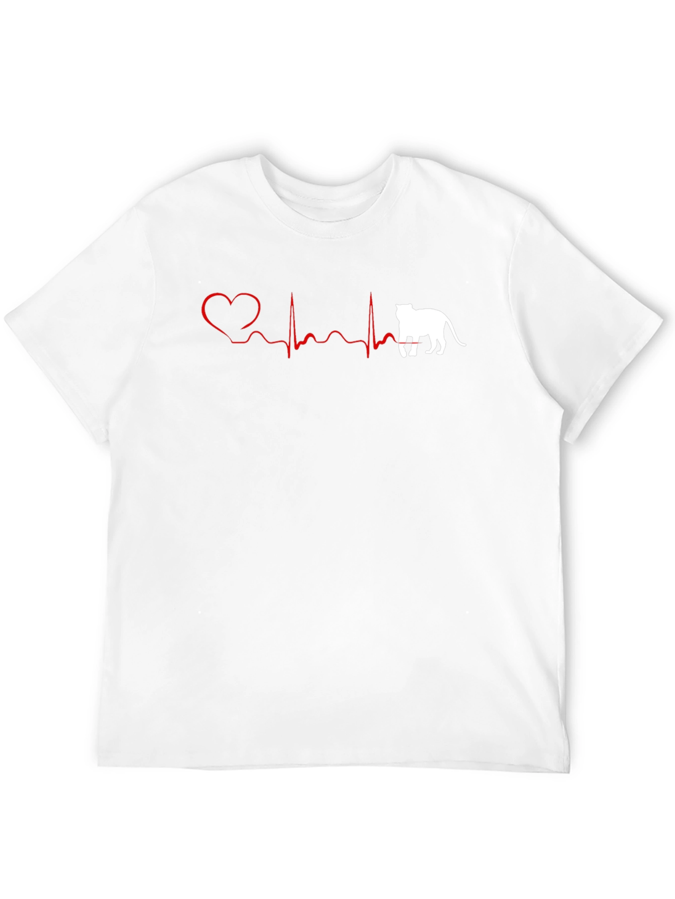 Cat Lovers Heartbeat T-Shirt - Black