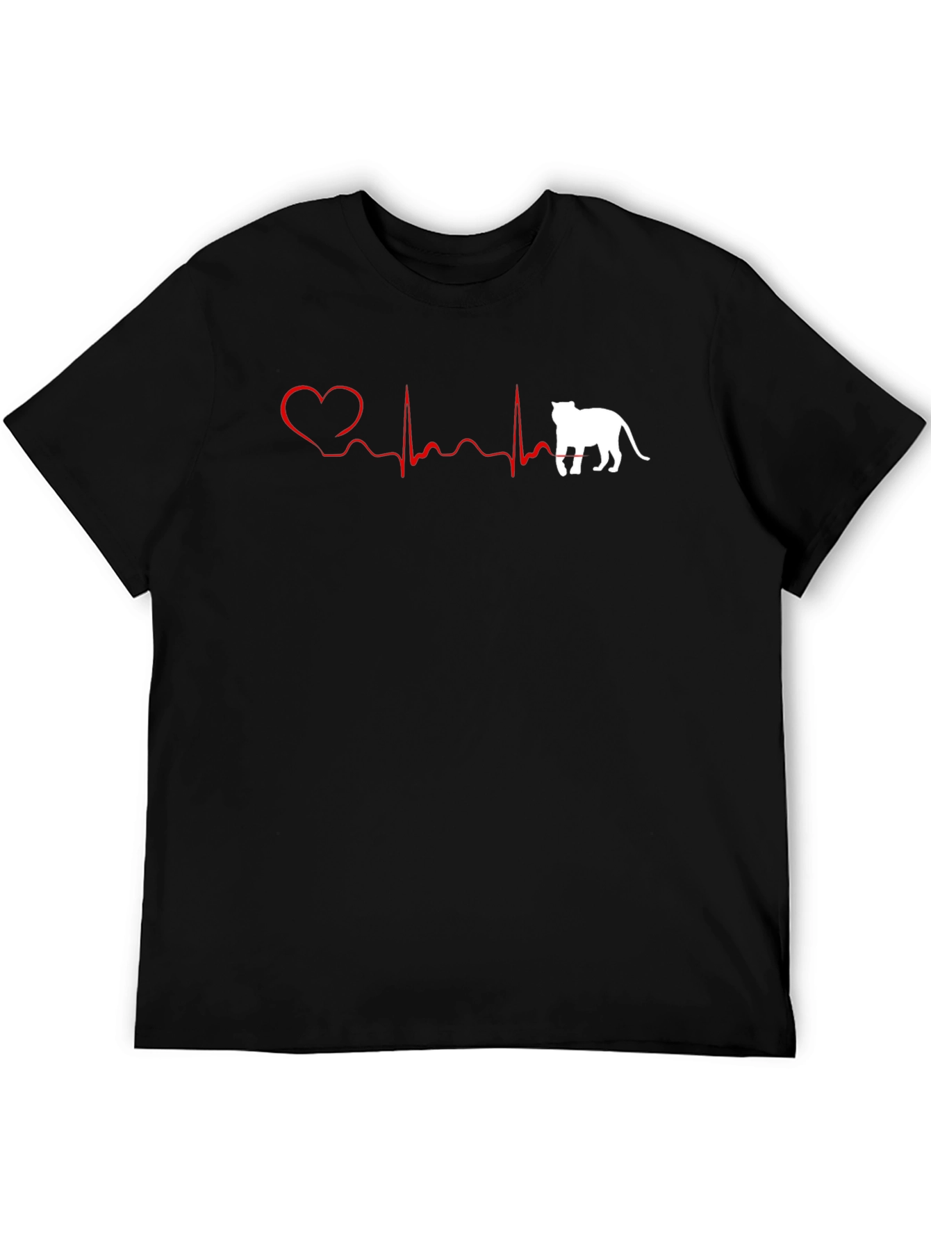 Cat Lovers Heartbeat T-Shirt - Black