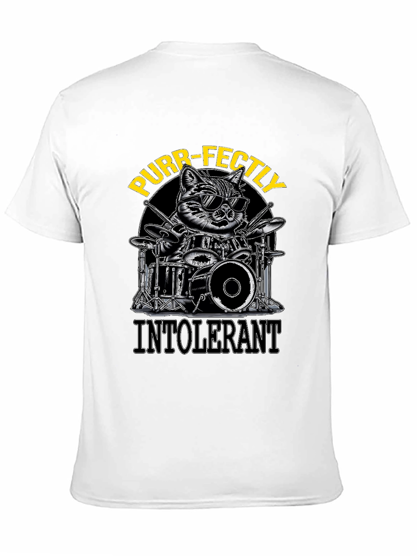 Purr-fectly Intolerant Cat Drummer T-Shirt