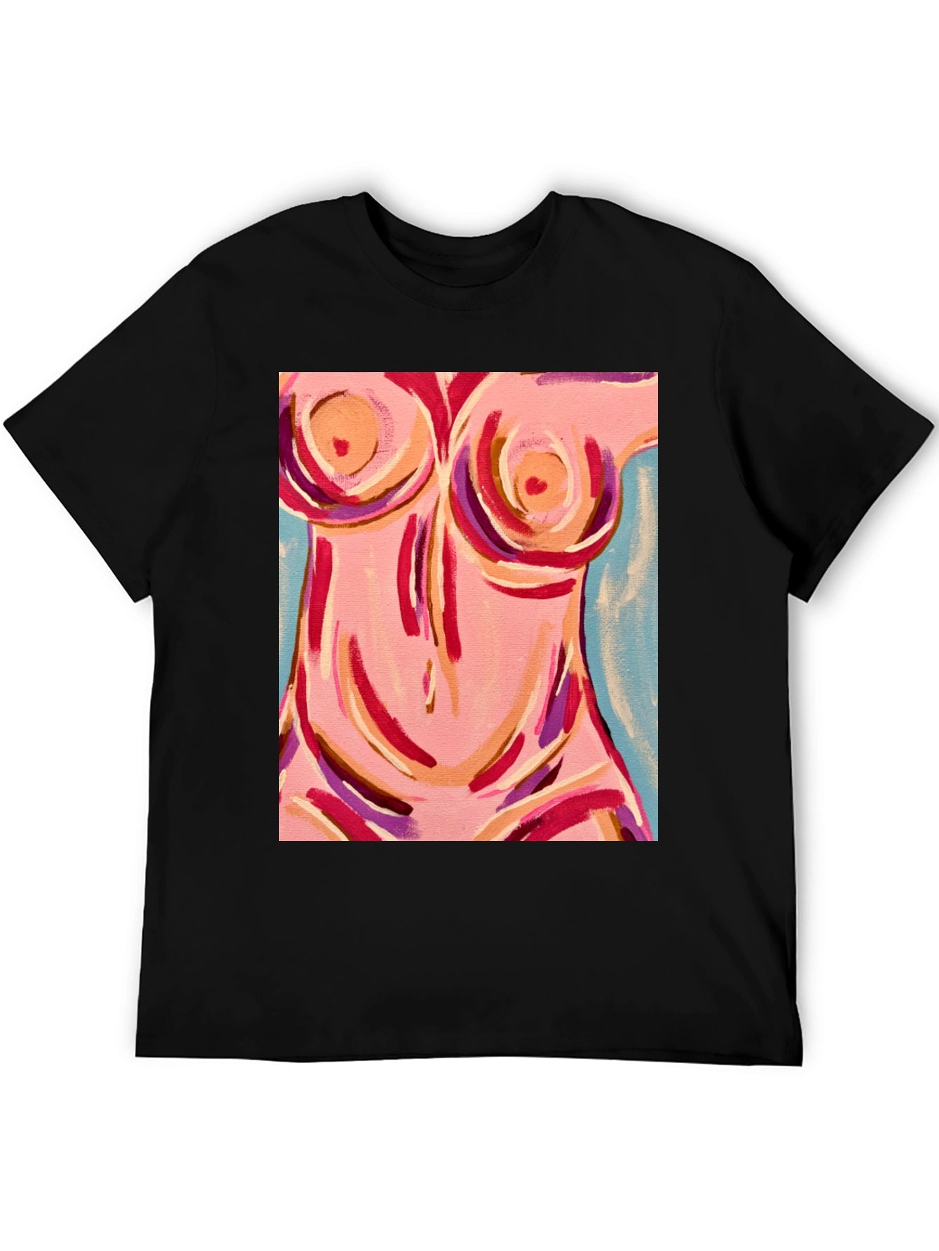Abstract Body Art Graphic Tee - Black
