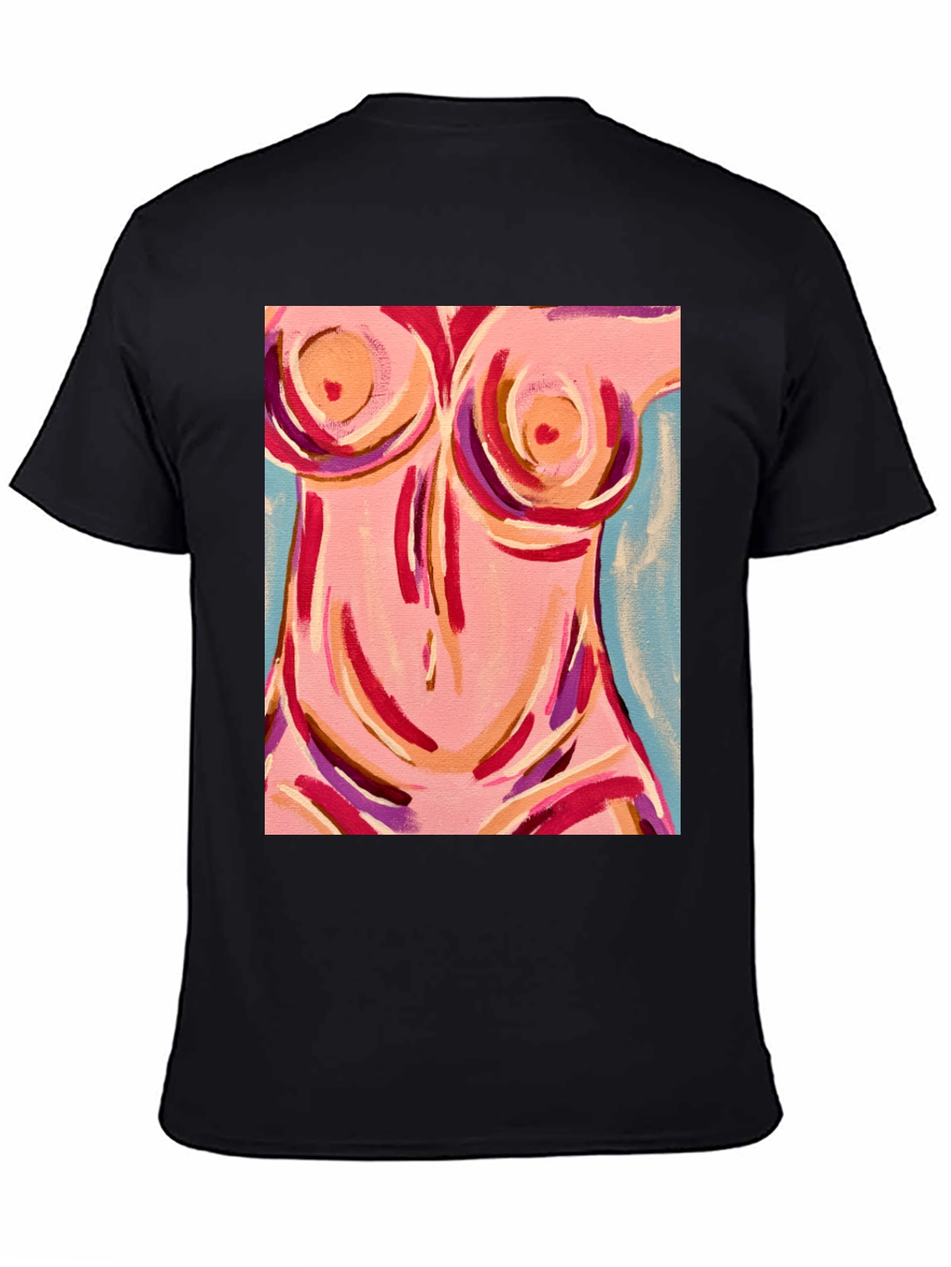 Abstract Body Art Graphic Tee - Black