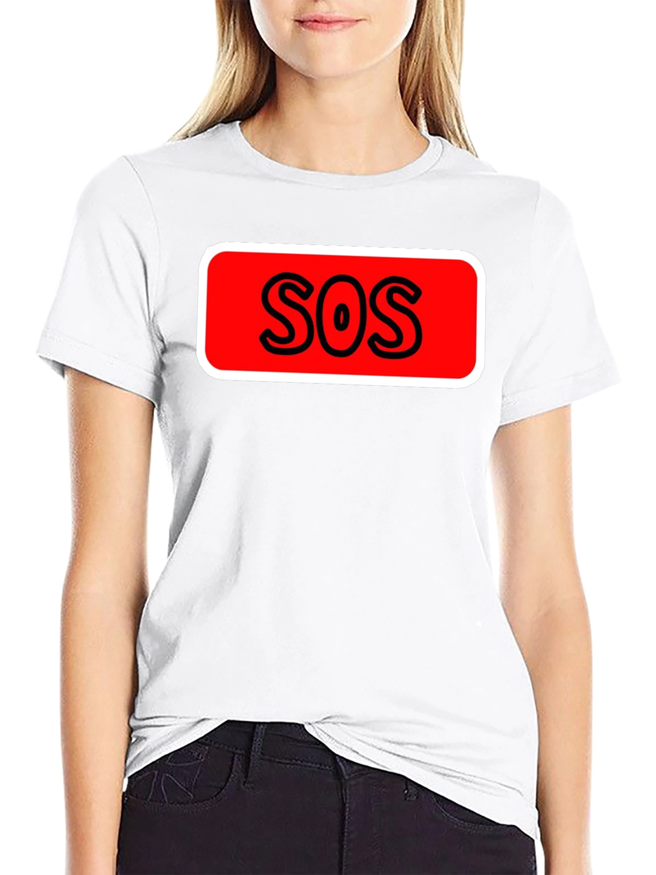 SOS Graphic Tee - Black Cotton Casual T-Shirt
