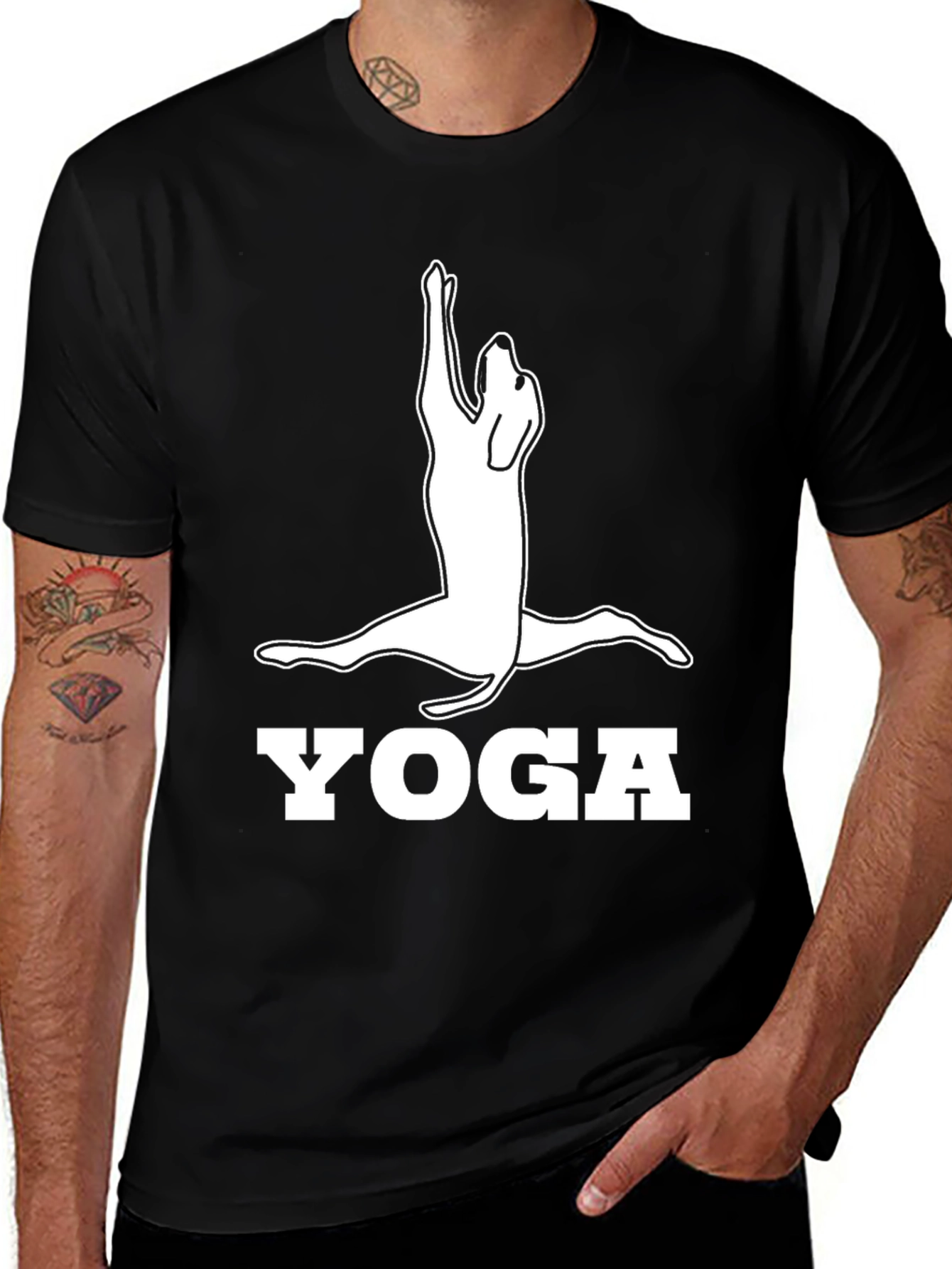 Yoga Dog Graphic Tee - Black Cotton Shirt