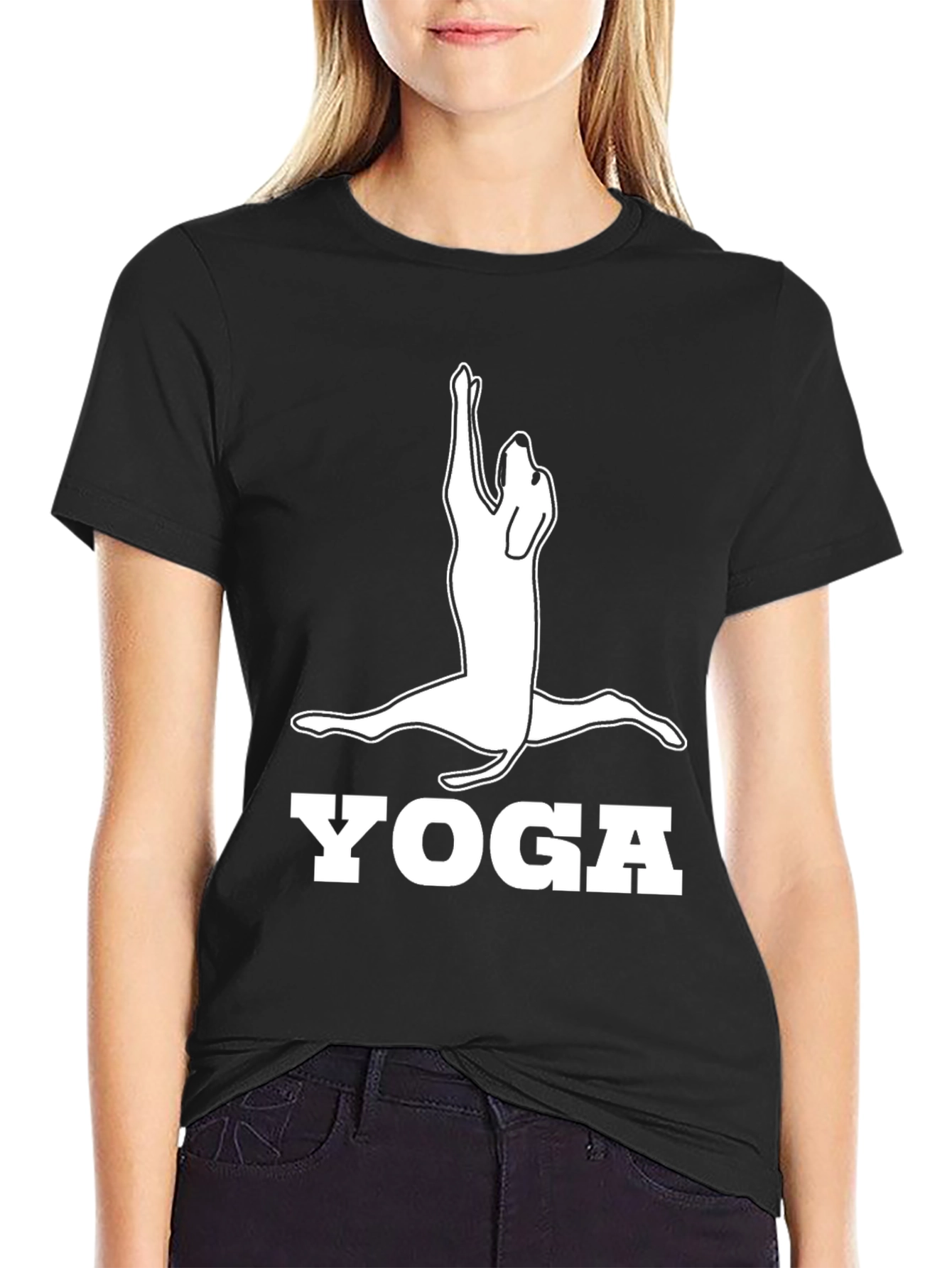 Yoga Dog Graphic Tee - Black Cotton Shirt