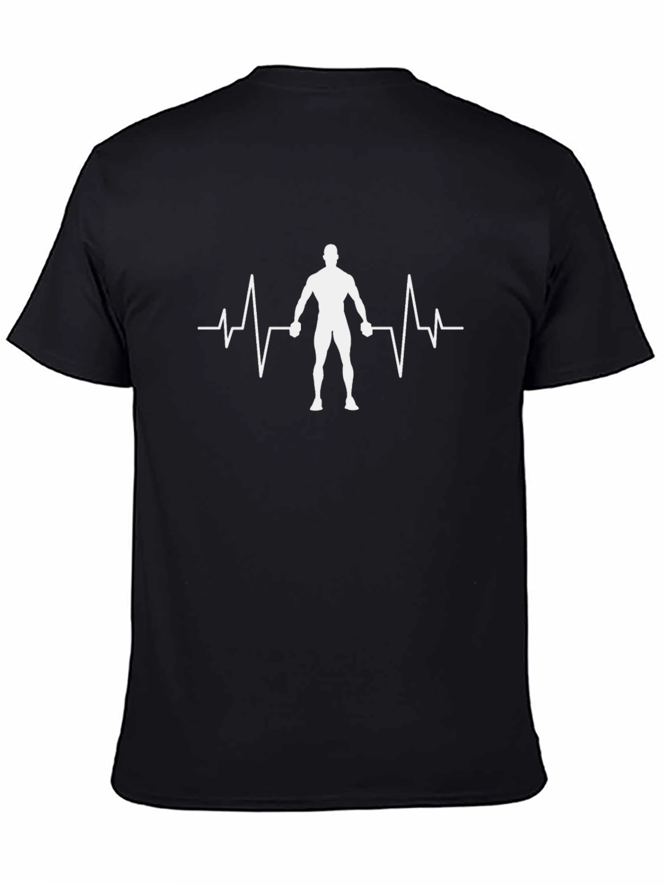 Bodybuilding Heartbeat Graphic Tee - Black