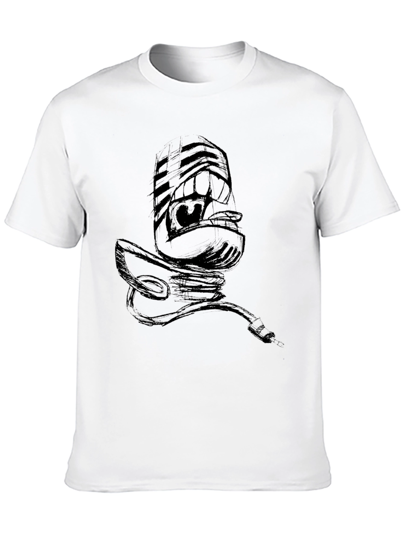 Black Graphic Tee - Retro Microphone Design
