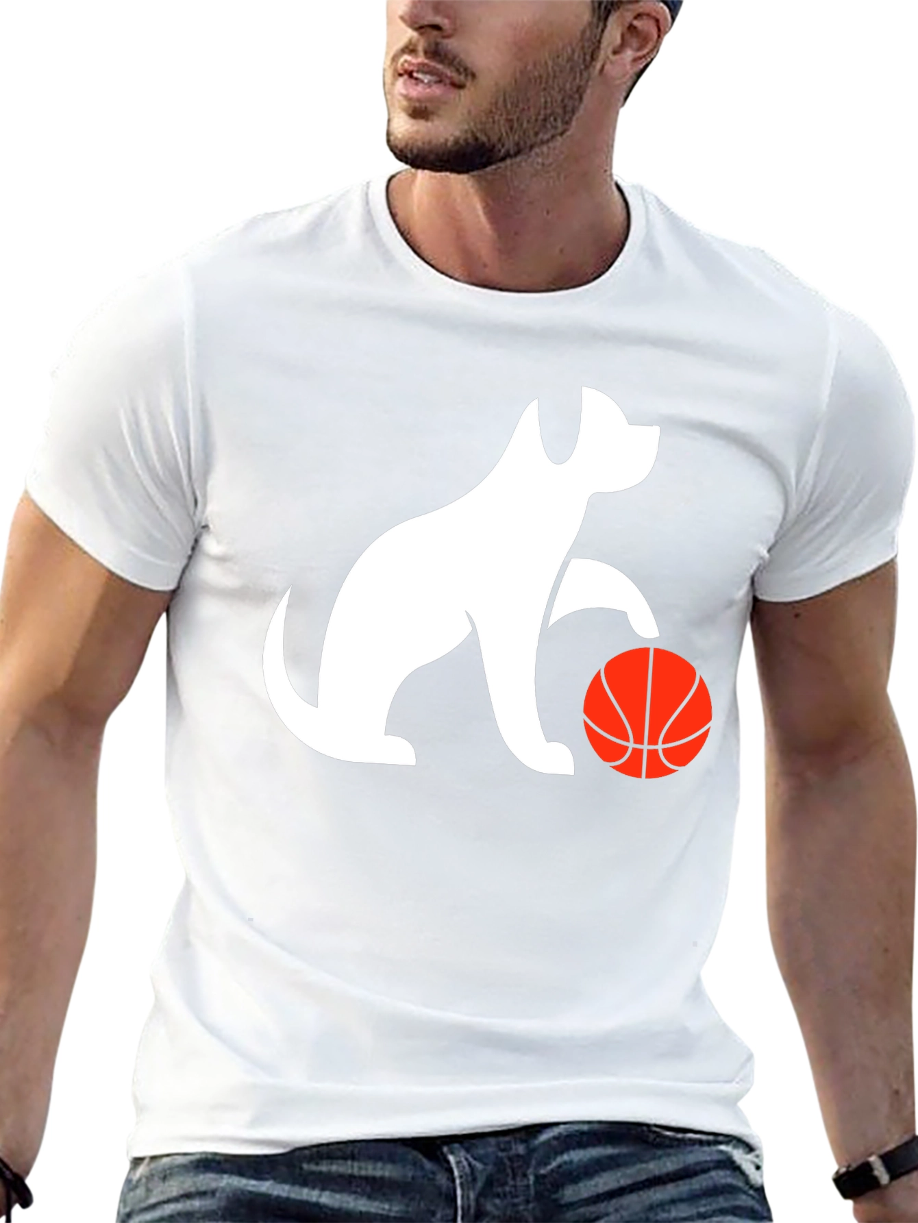 Dog Playing Basketball Black Graphic Tee