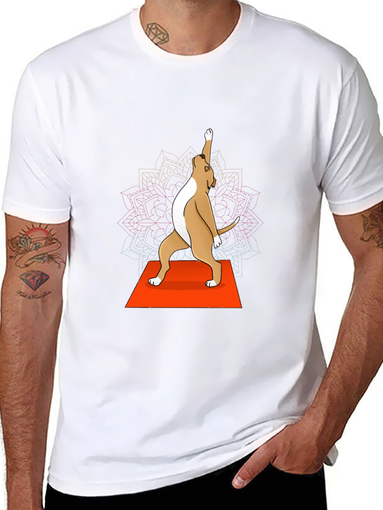 Yoga Dog Graphic Tee - Black Crew Neck T-Shirt