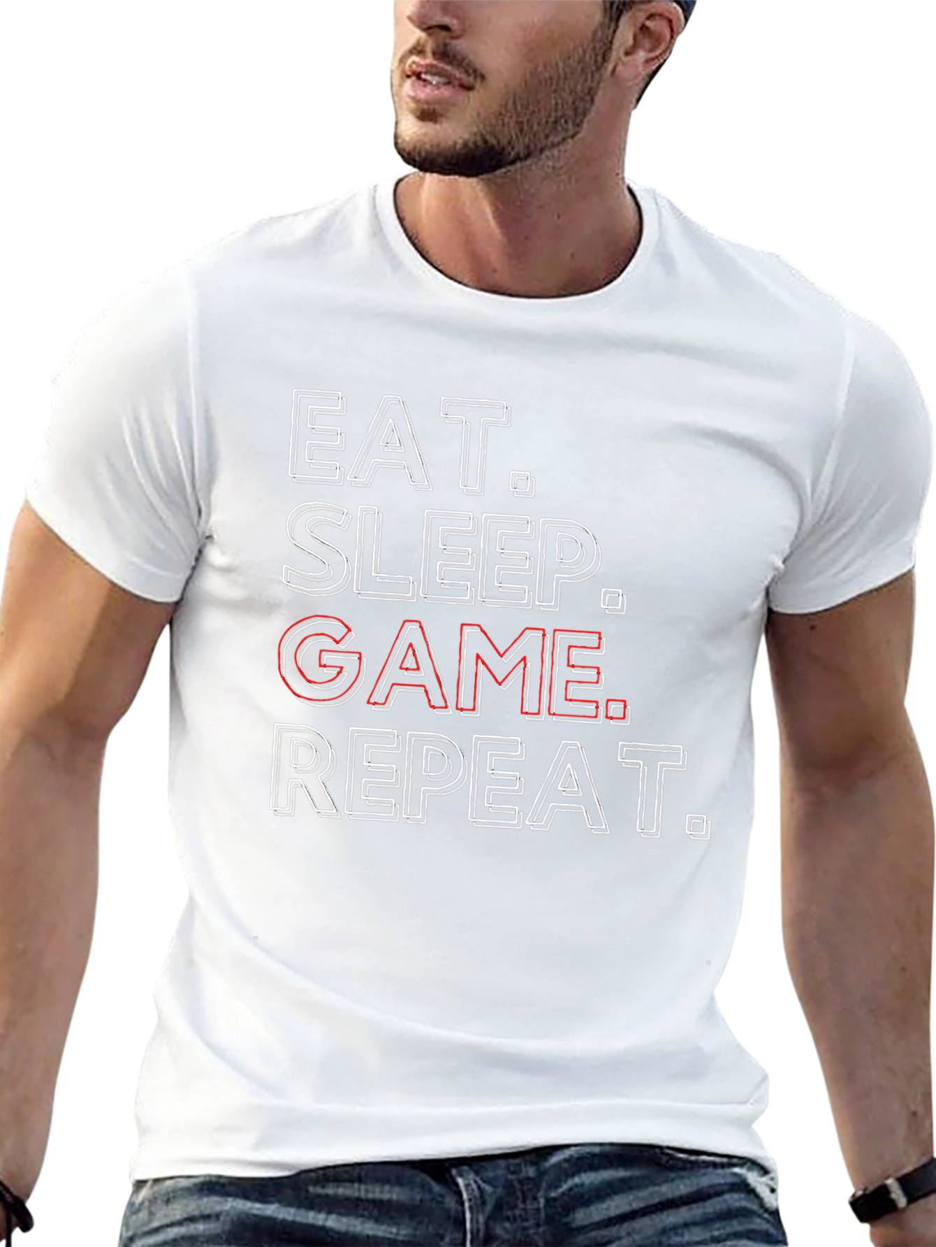 Eat Sleep Game Repeat Black T-Shirt - Gamer Life
