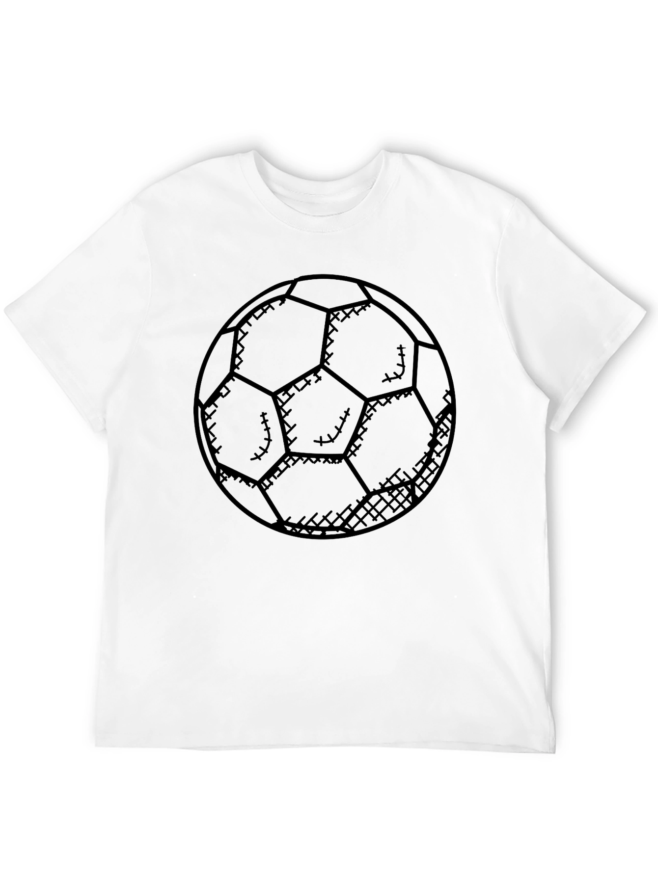 Soccer Ball Graphic Tee - Black Cotton Casual Shirt