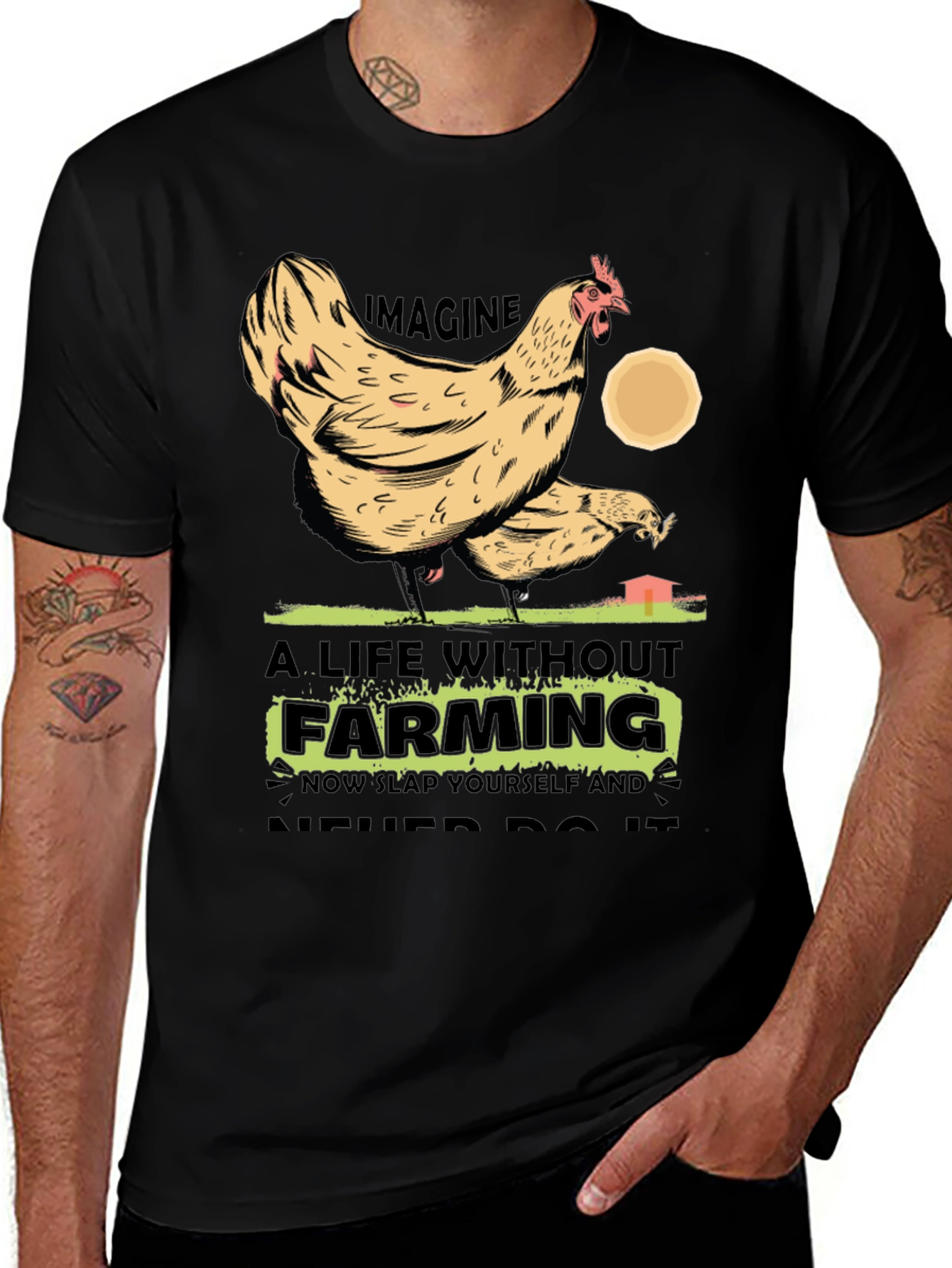 Farming Chicken Graphic T-Shirt