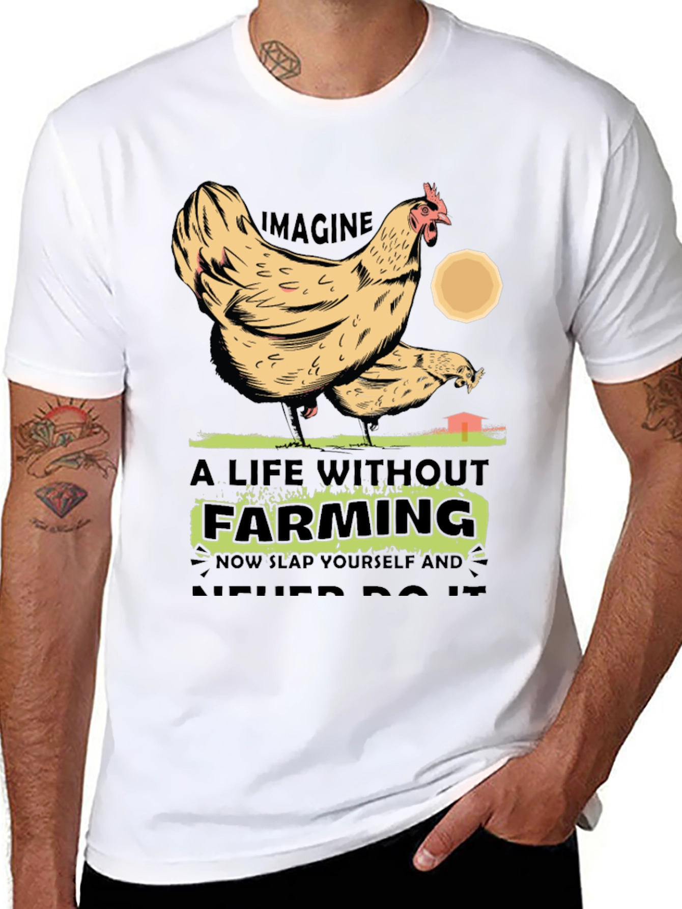 Farming Chicken Graphic T-Shirt
