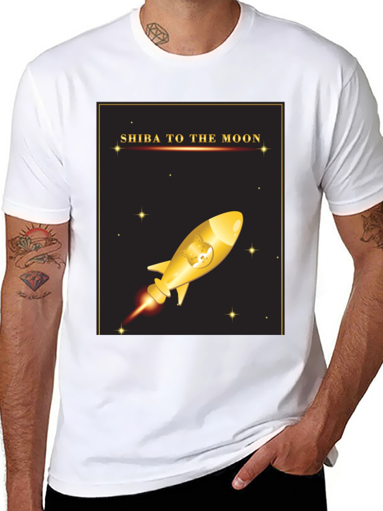 Shiba To The Moon T-Shirt - Crypto Doge Rocket