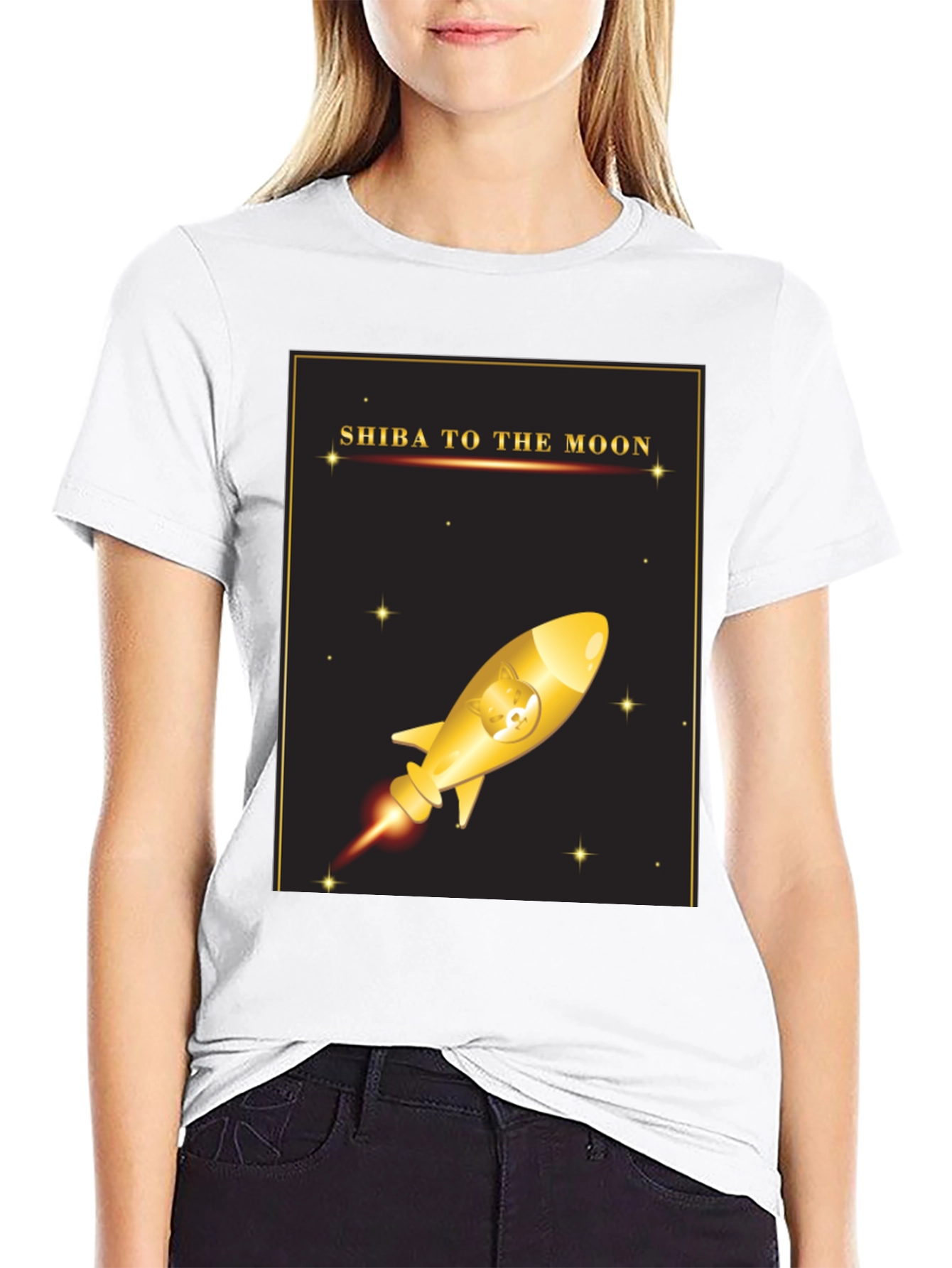 Shiba To The Moon T-Shirt - Crypto Doge Rocket