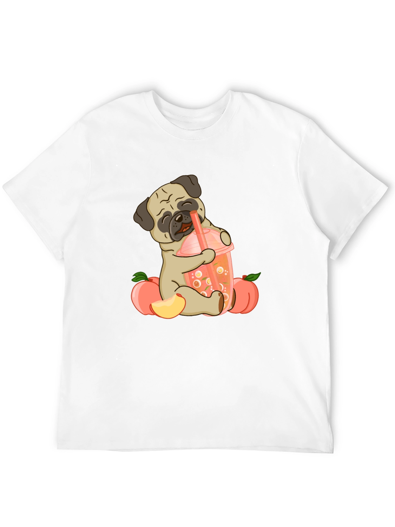 Cute Pug Peach Boba T-Shirt