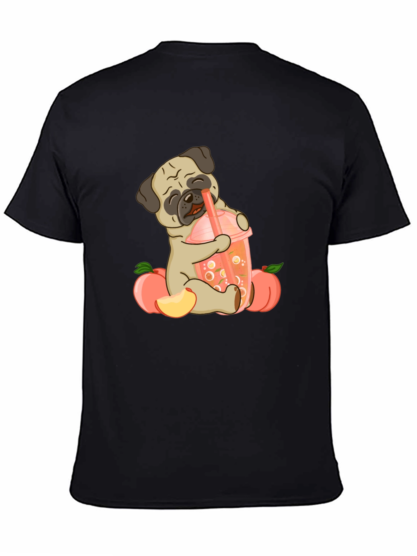 Cute Pug Peach Boba T-Shirt