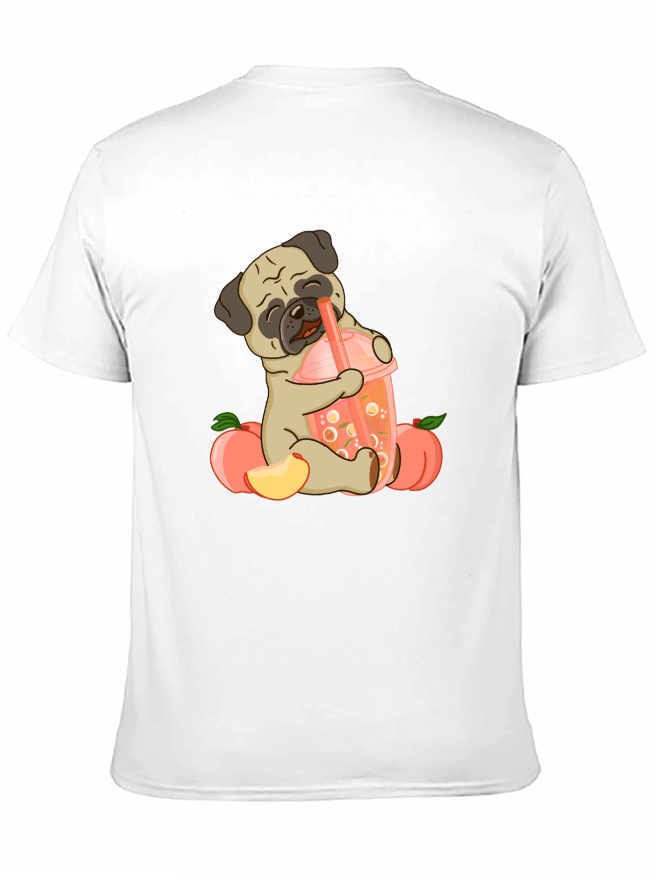 Cute Pug Peach Boba T-Shirt