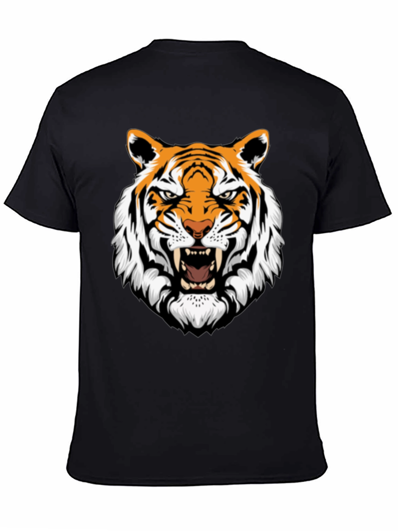 Roaring Tiger Graphic Print Black T-Shirt