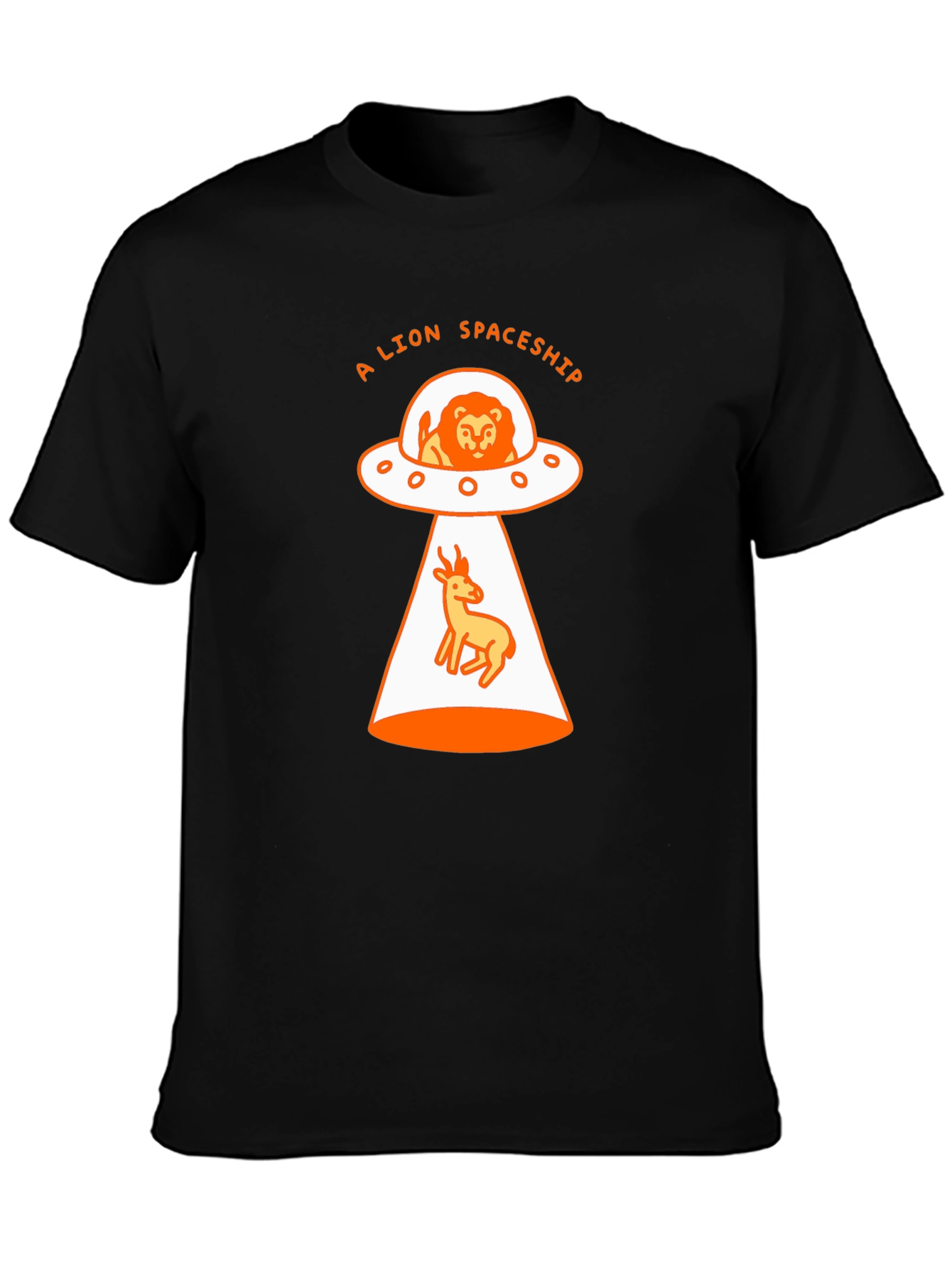 A Lion Spaceship Black T-Shirt