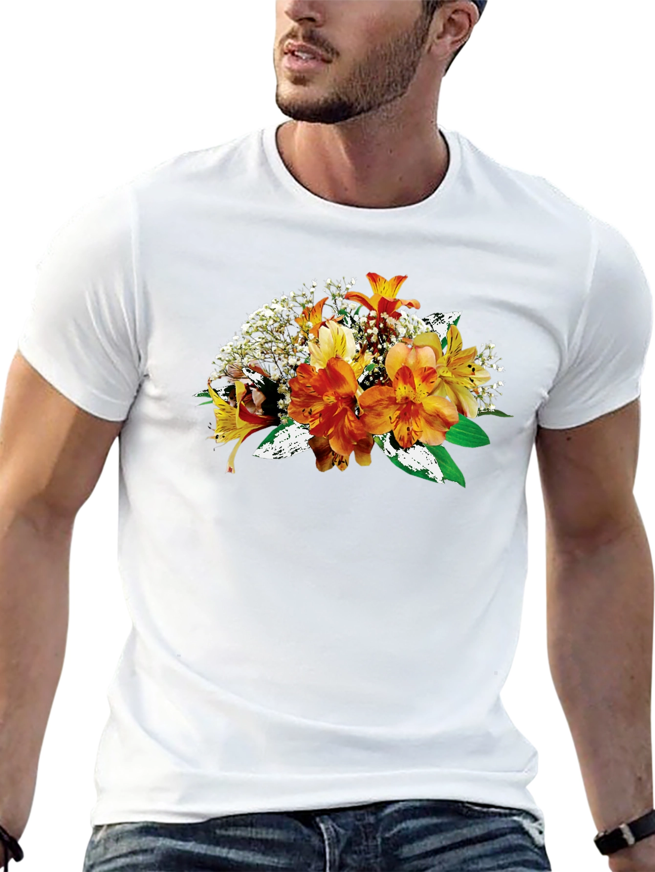 Floral Bouquet Graphic Black T-Shirt
