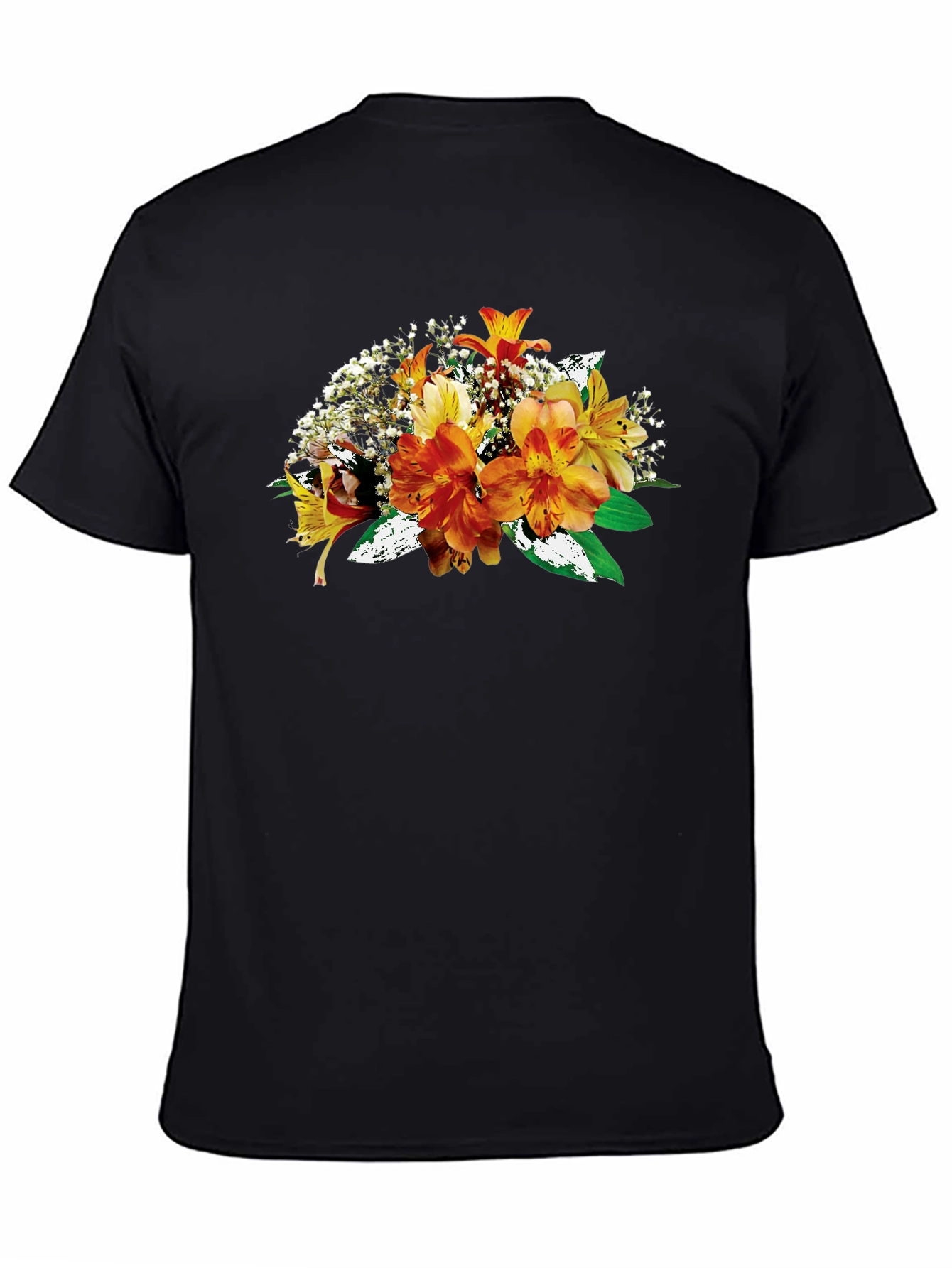 Floral Bouquet Graphic Black T-Shirt