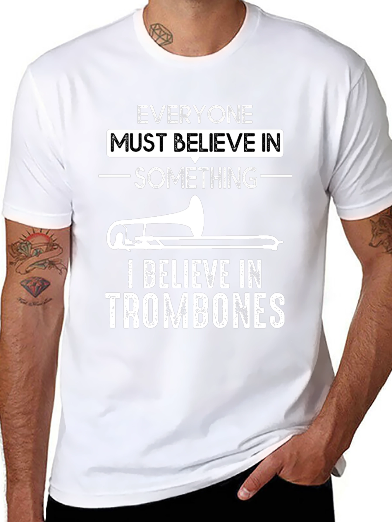 Trombone Believer Graphic T-Shirt - Black