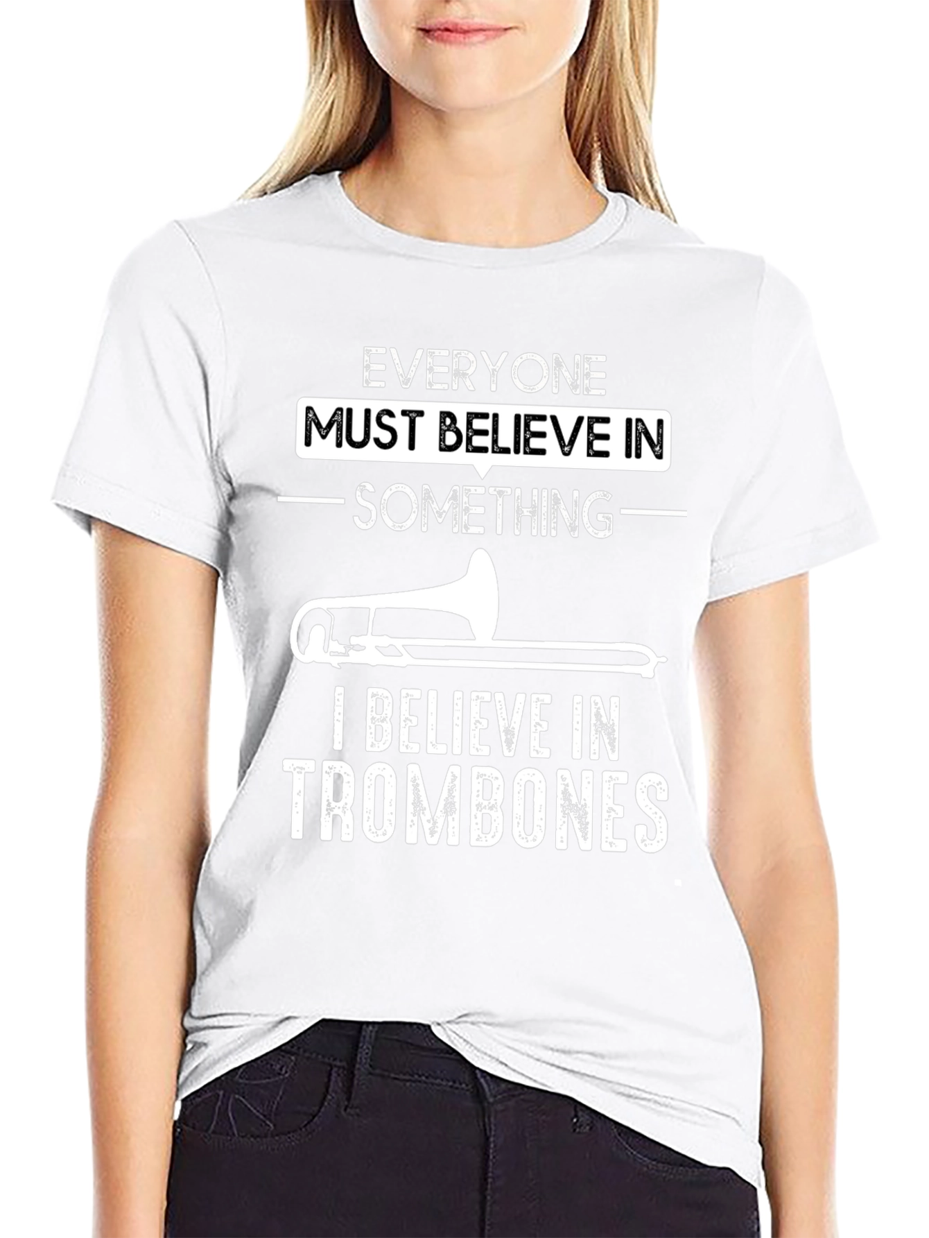 Trombone Believer Graphic T-Shirt - Black