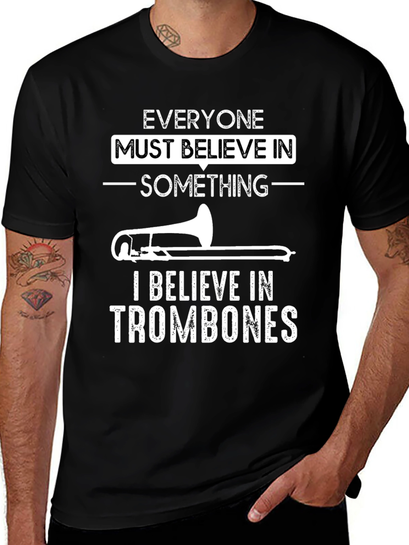 Trombone Believer Graphic T-Shirt - Black