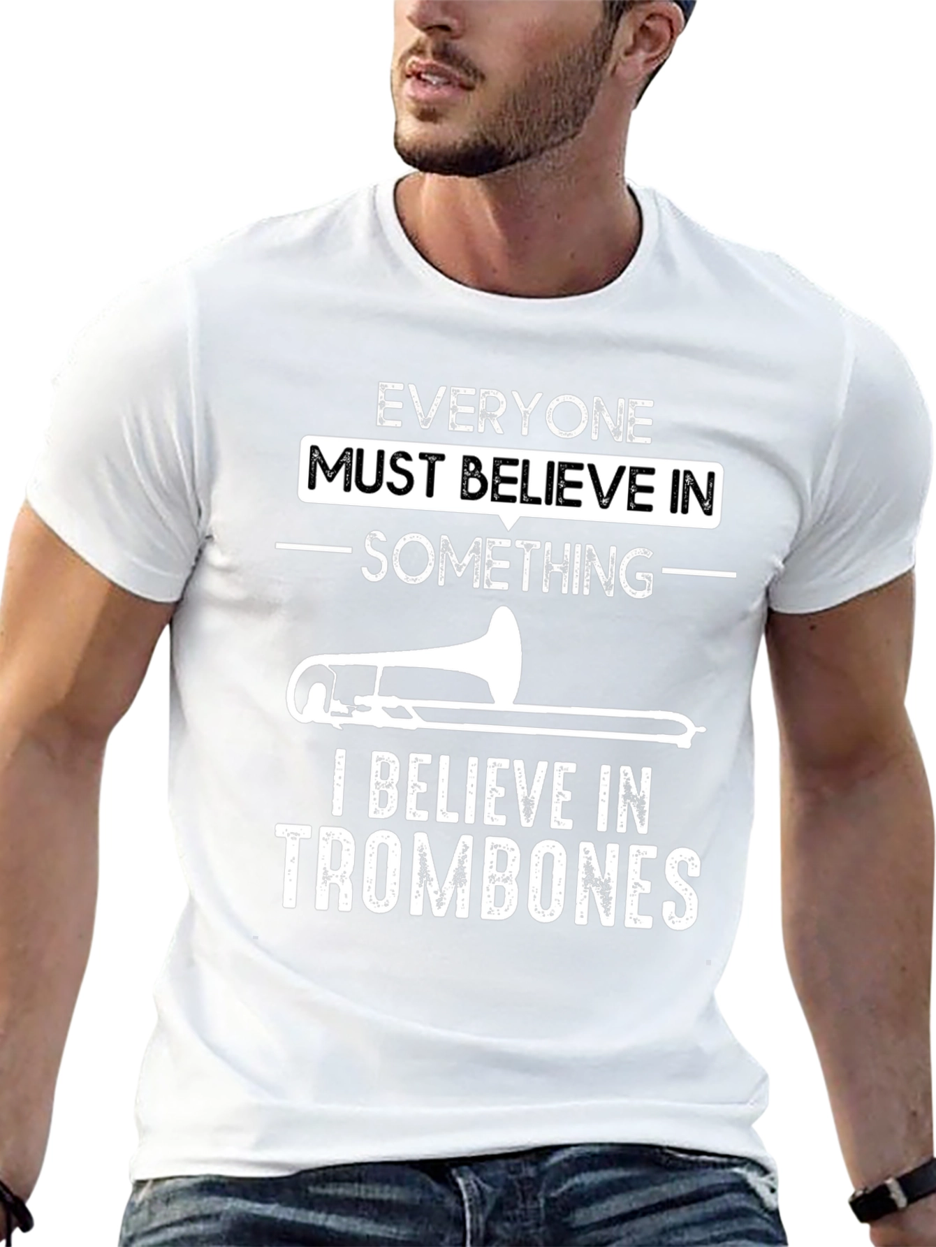 Trombone Believer Graphic T-Shirt - Black