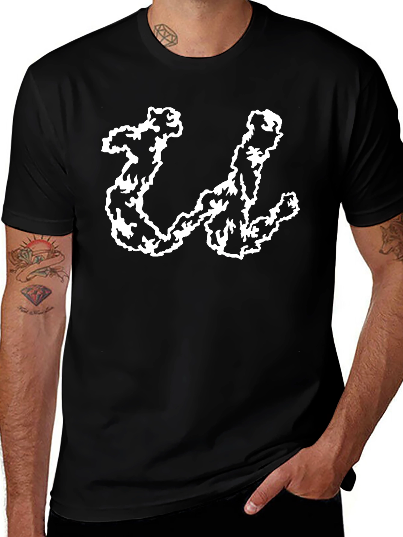 Abstract U Graphic Black T-Shirt