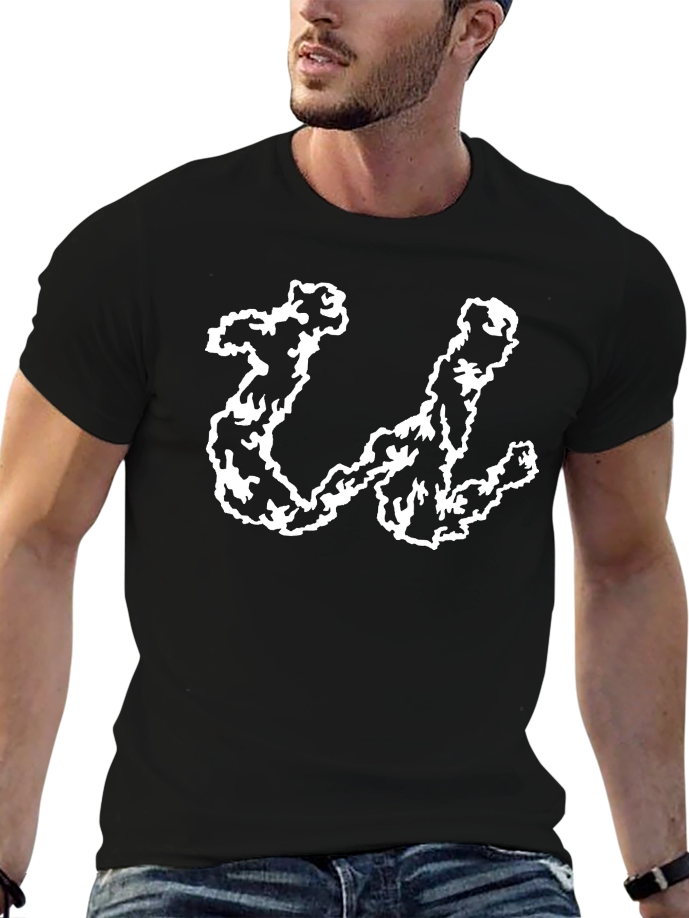 Abstract U Graphic Black T-Shirt