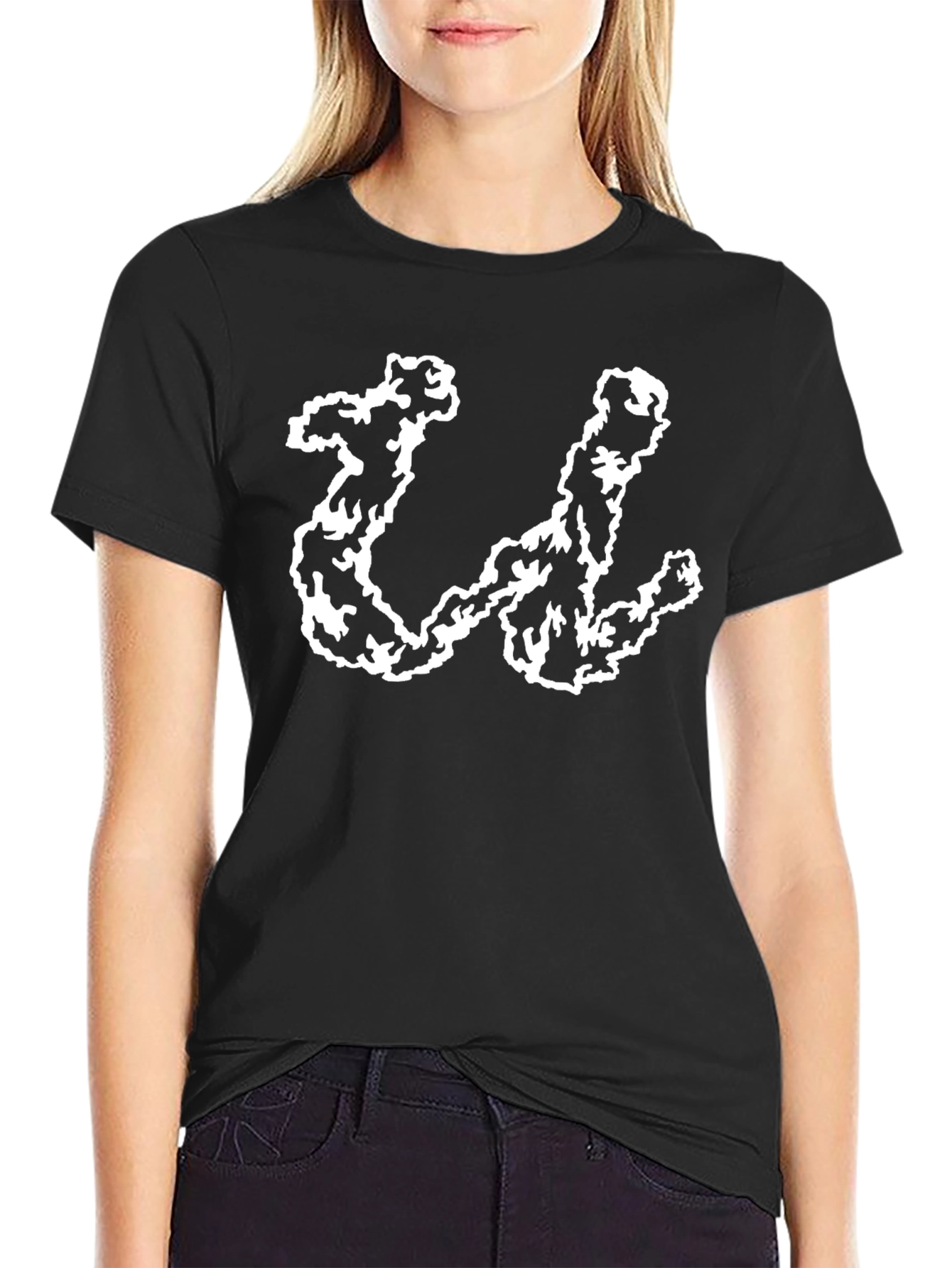 Abstract U Graphic Black T-Shirt