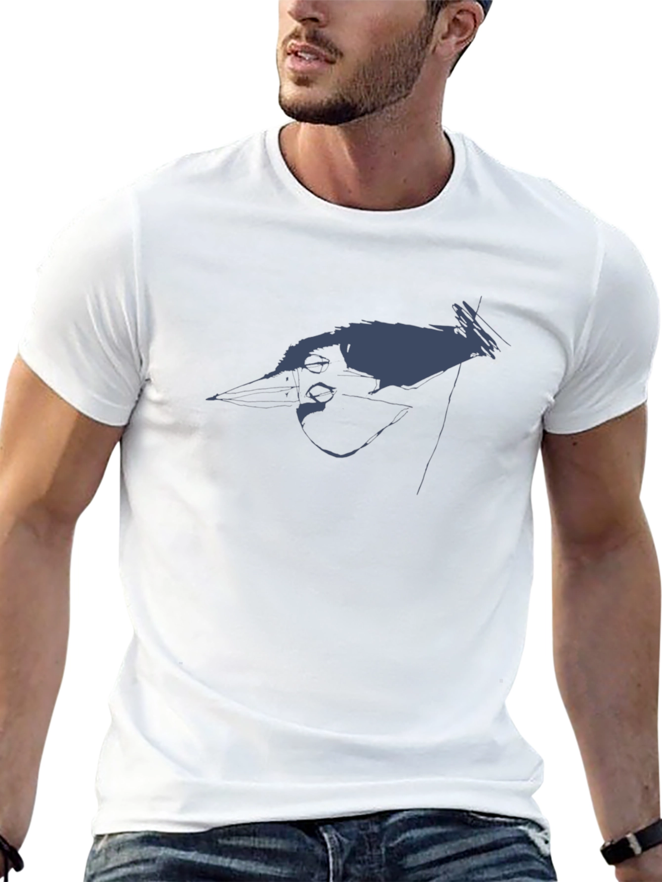 Modern Bird Graphic Black T-Shirt