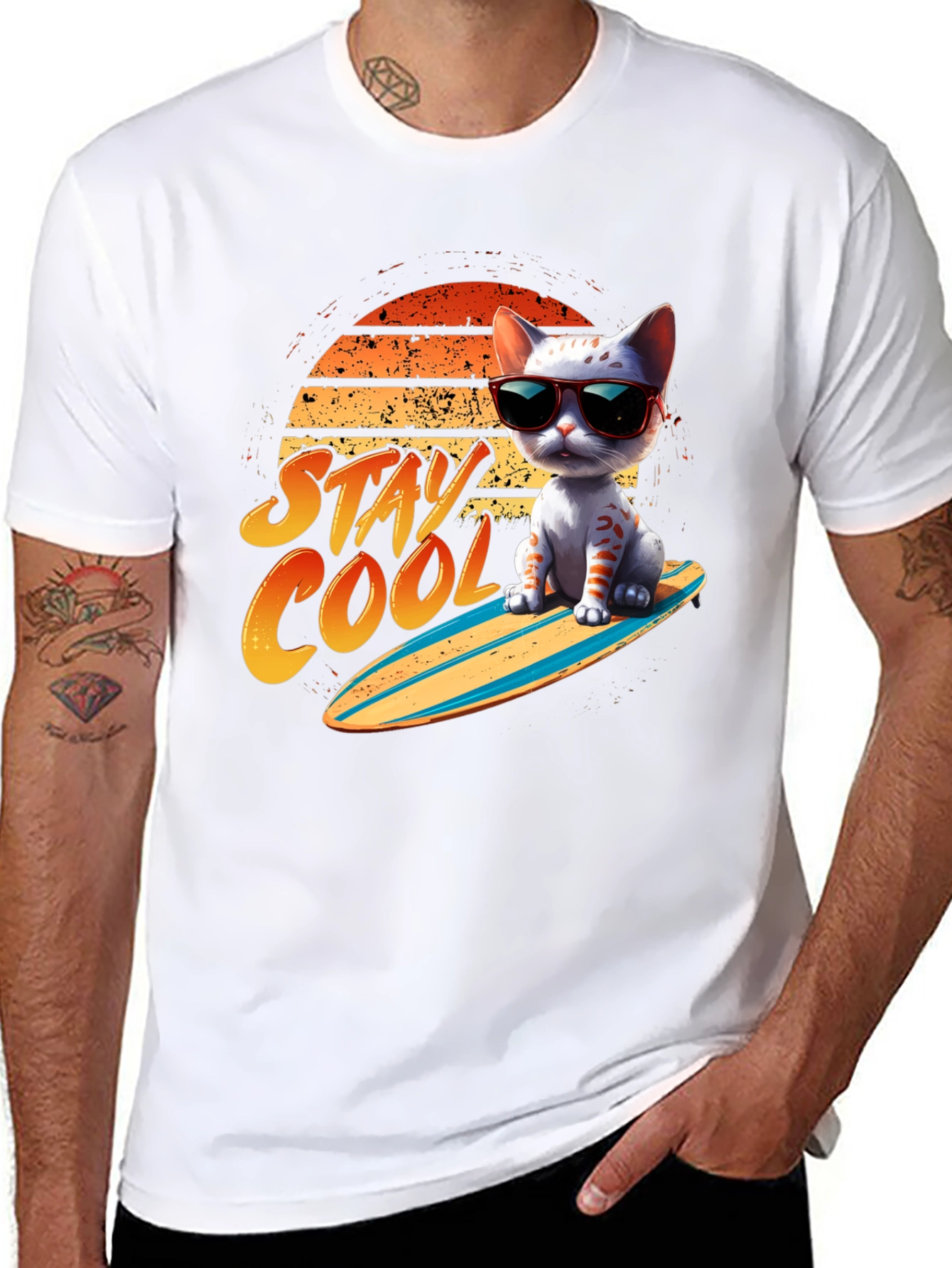 Cool Cat Surfboard T-Shirt