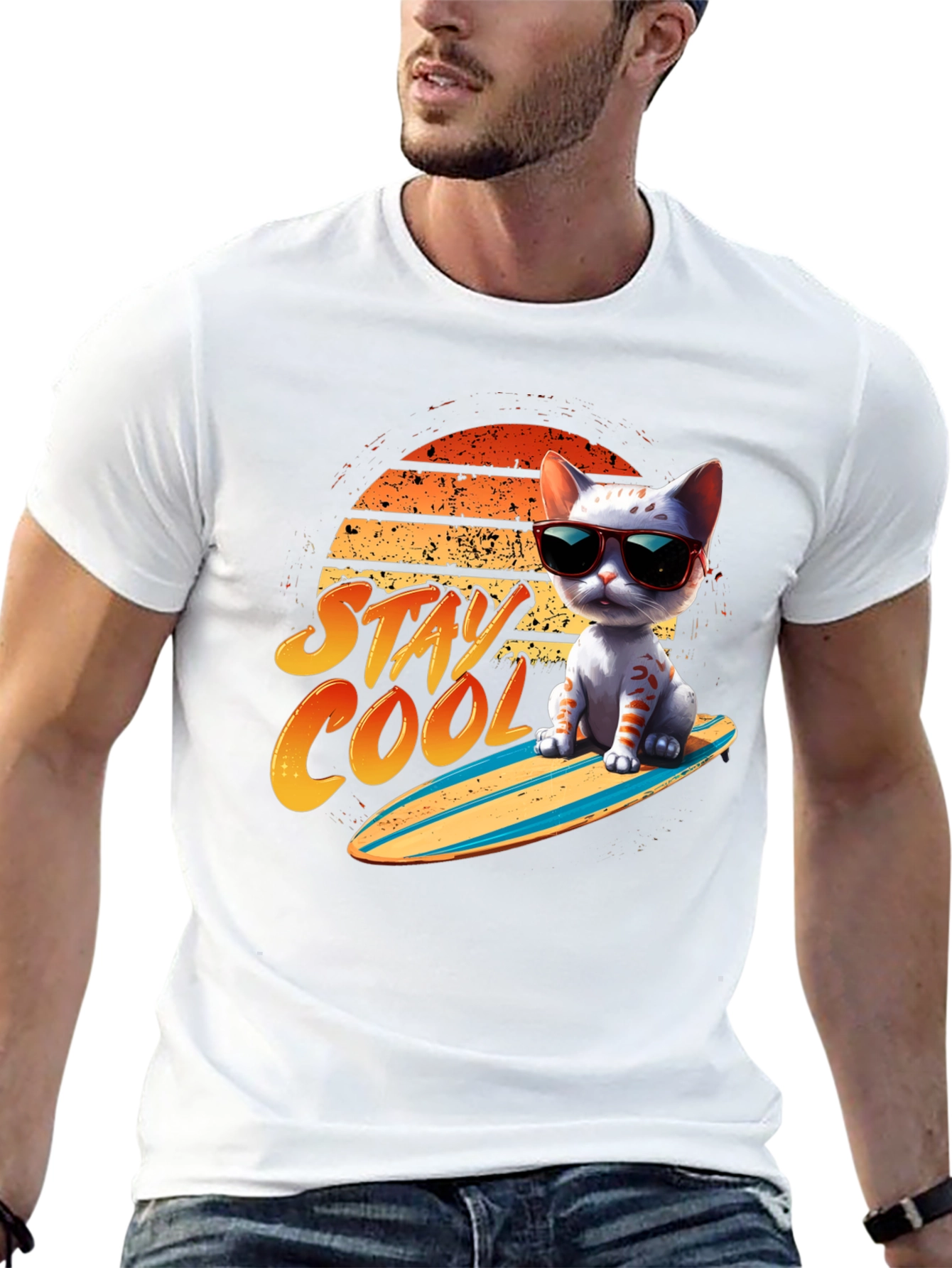 Cool Cat Surfboard T-Shirt