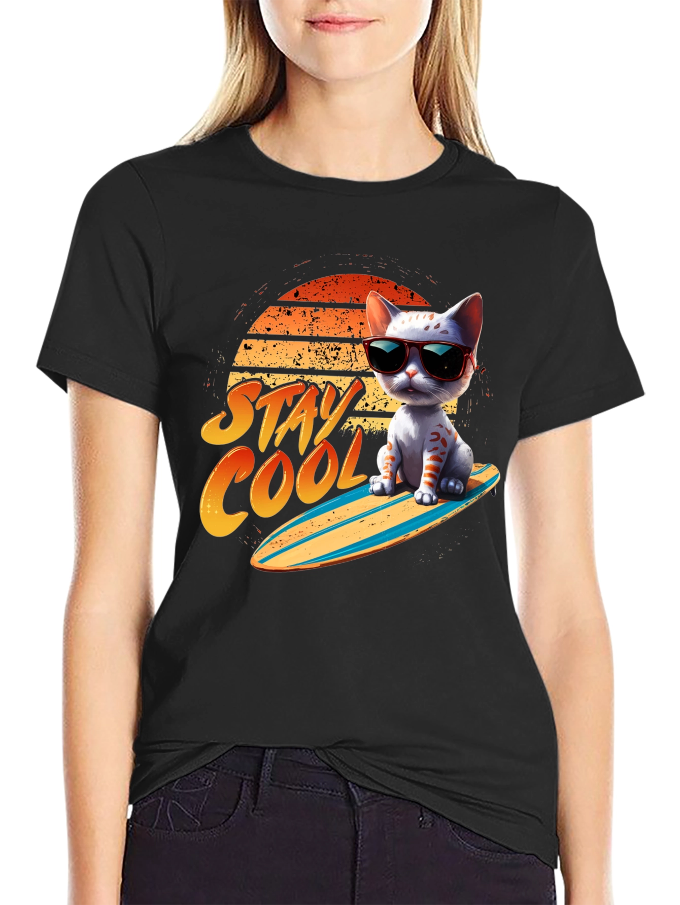 Cool Cat Surfboard T-Shirt