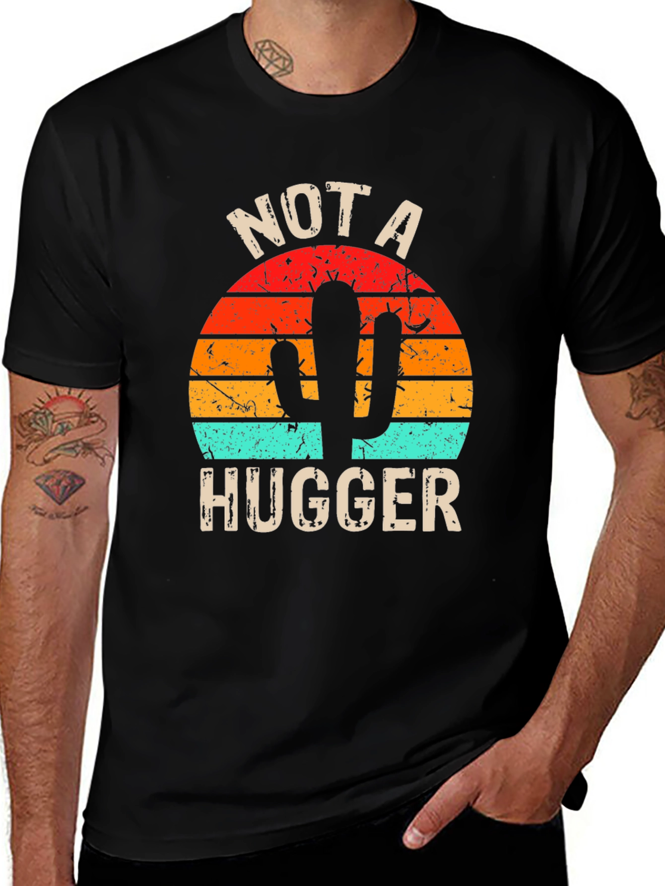 Not A Hugger Cactus Graphic T-Shirt