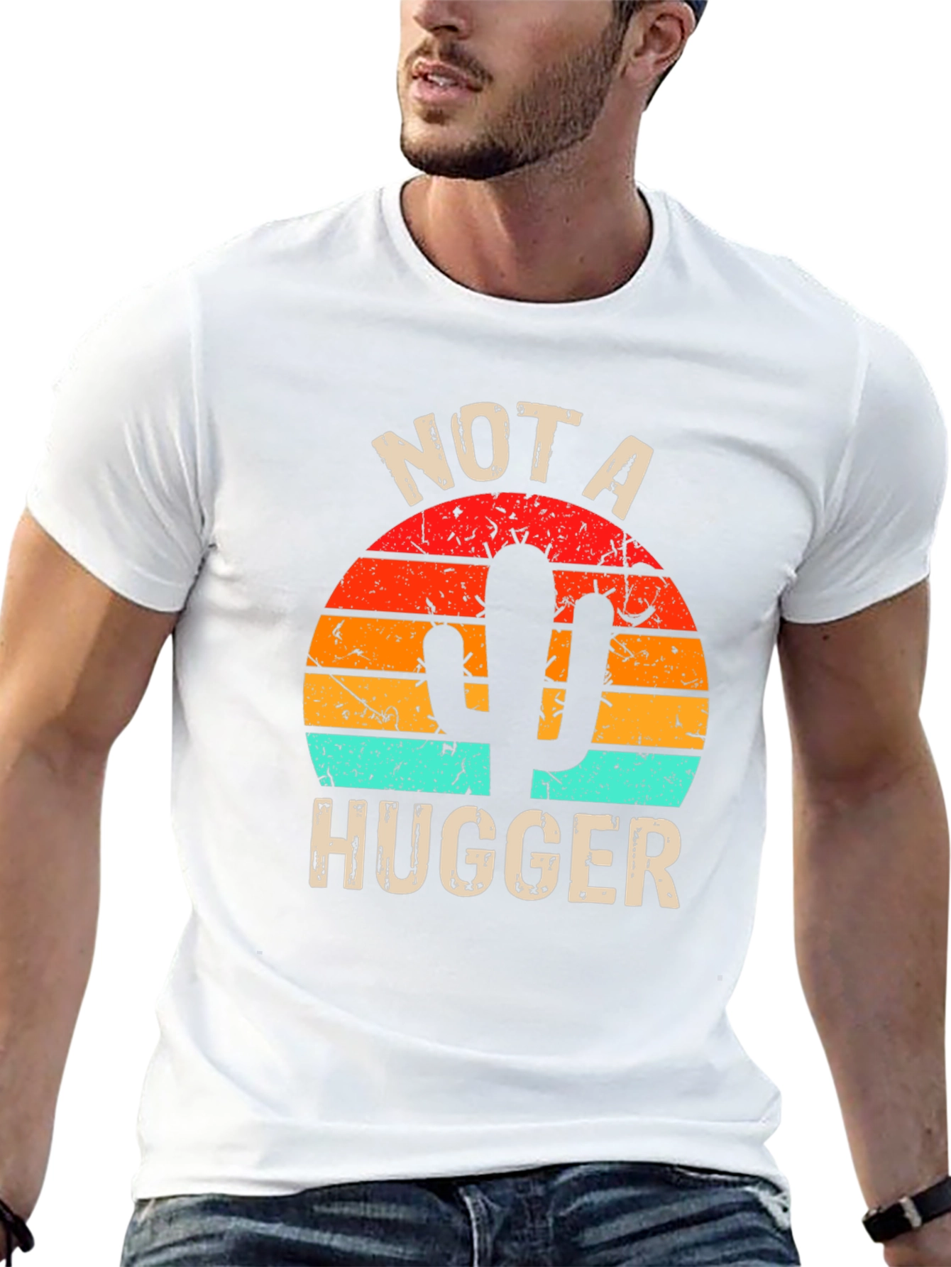 Not A Hugger Cactus Graphic T-Shirt