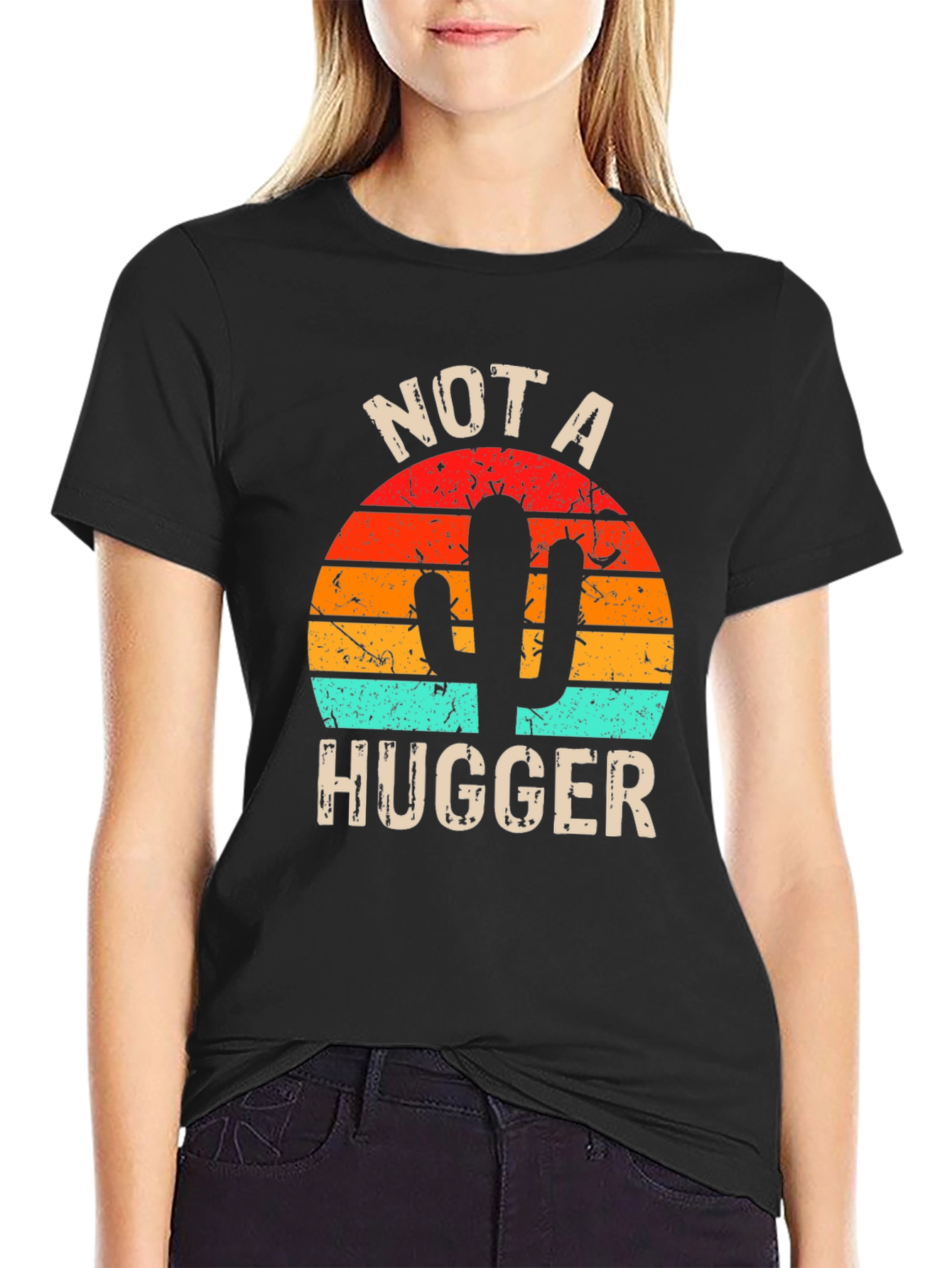 Not A Hugger Cactus Graphic T-Shirt