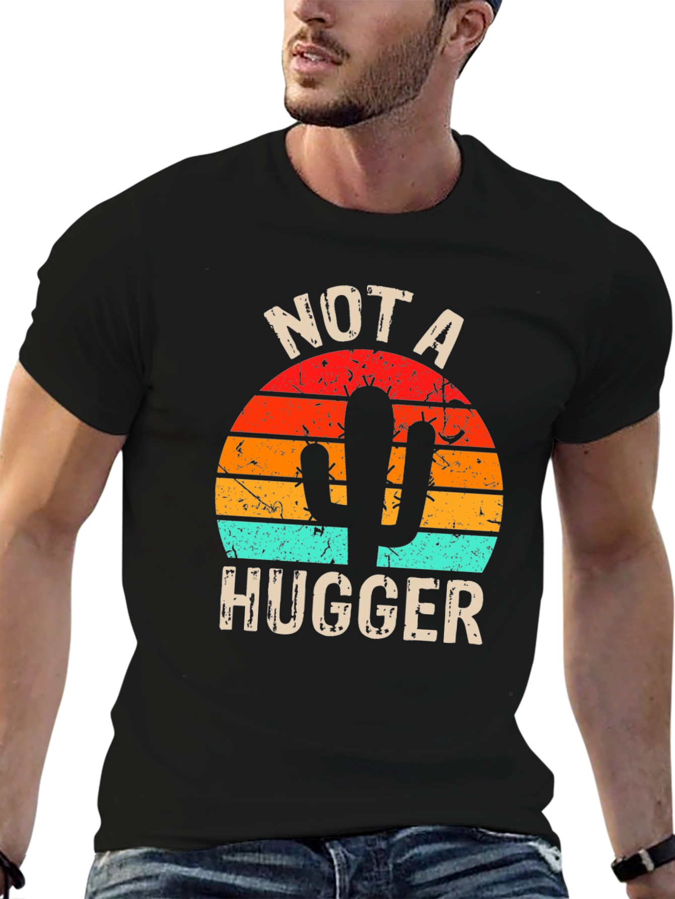 Not A Hugger Cactus Graphic T-Shirt