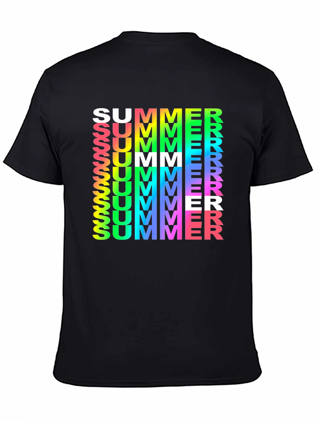 Summer Vibes Graphic Tee - Rainbow Text Black Shirt