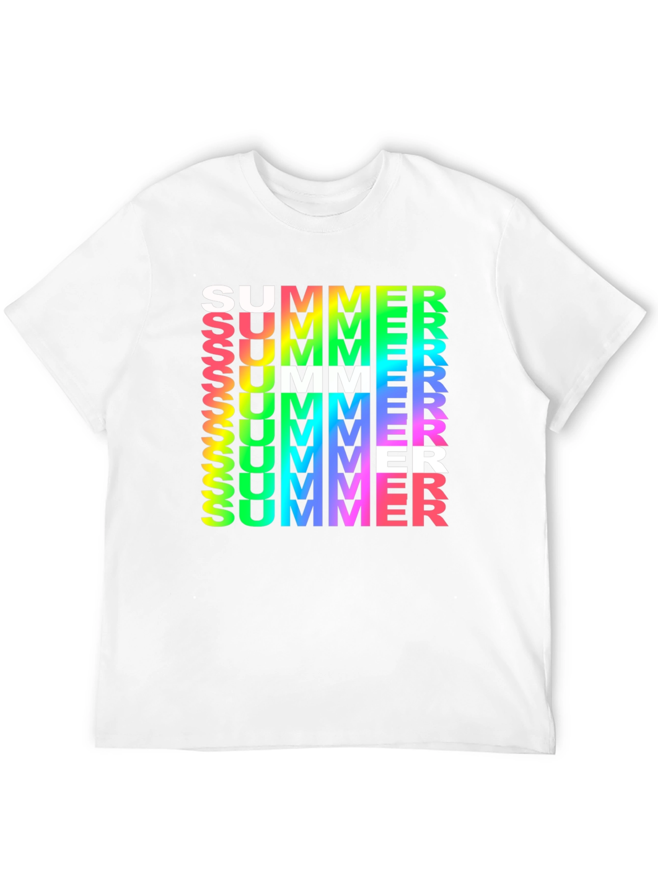 Summer Vibes Graphic Tee - Rainbow Text Black Shirt