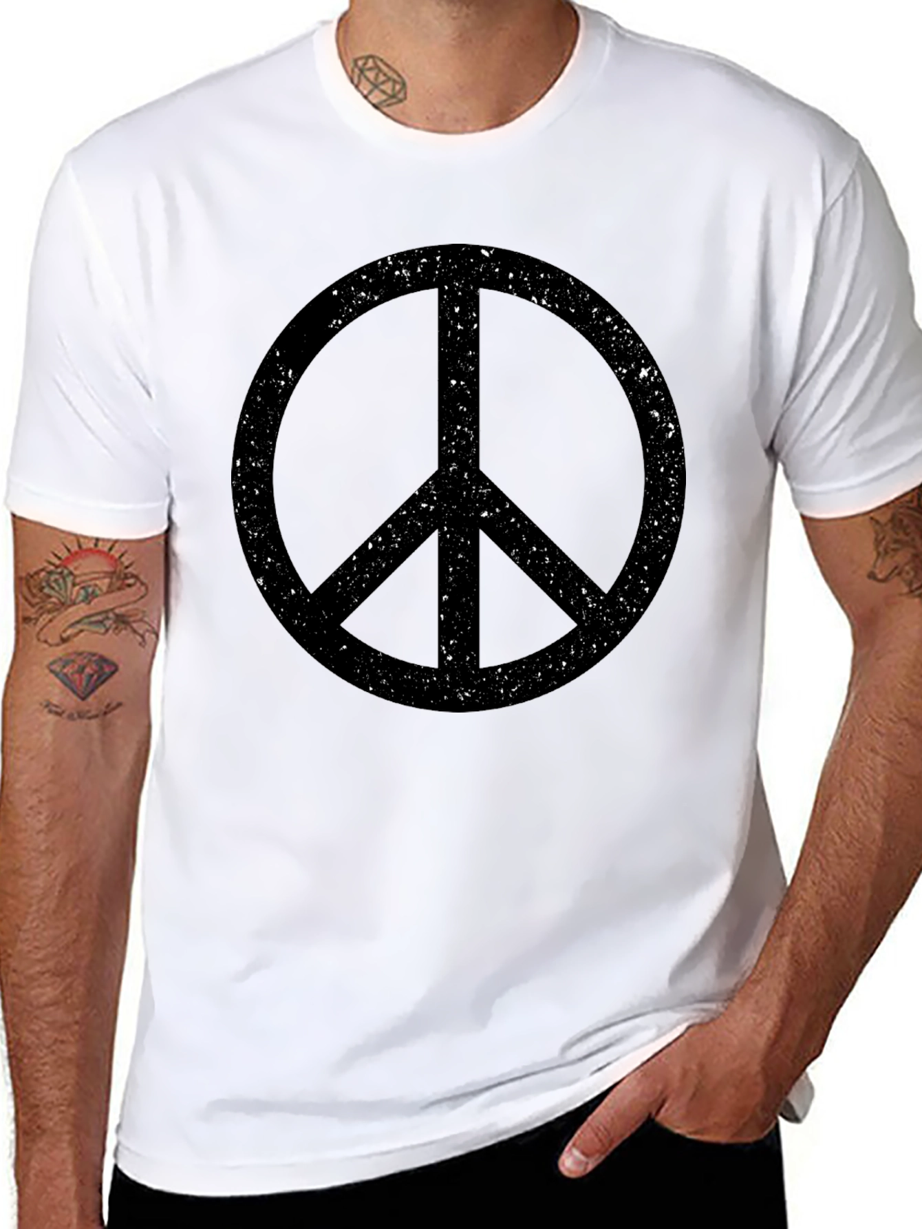 Retro Peace Sign T-Shirt - Black Graphic Tee
