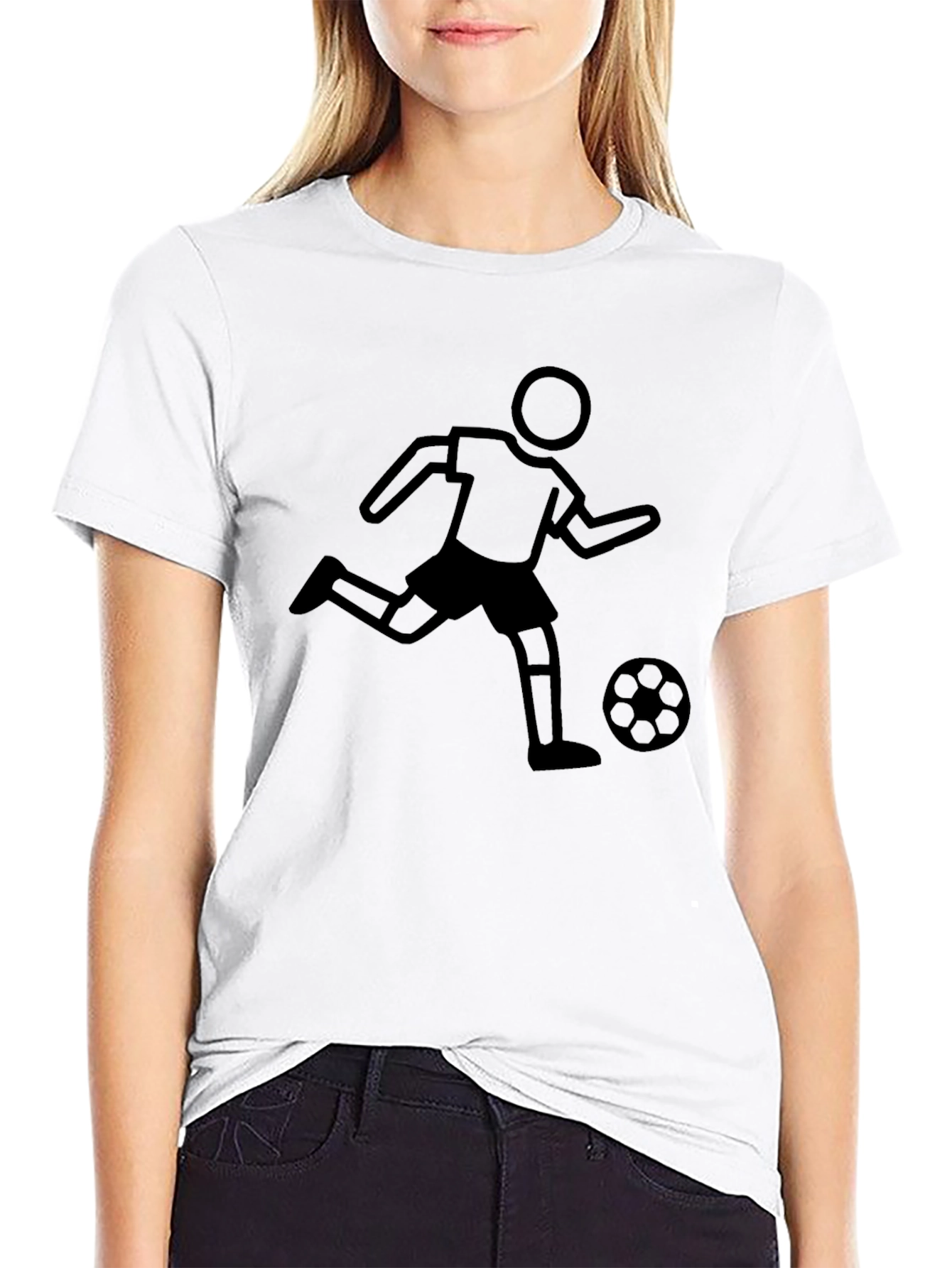 Soccer Player Graphic Tee - Black Cotton Shirt